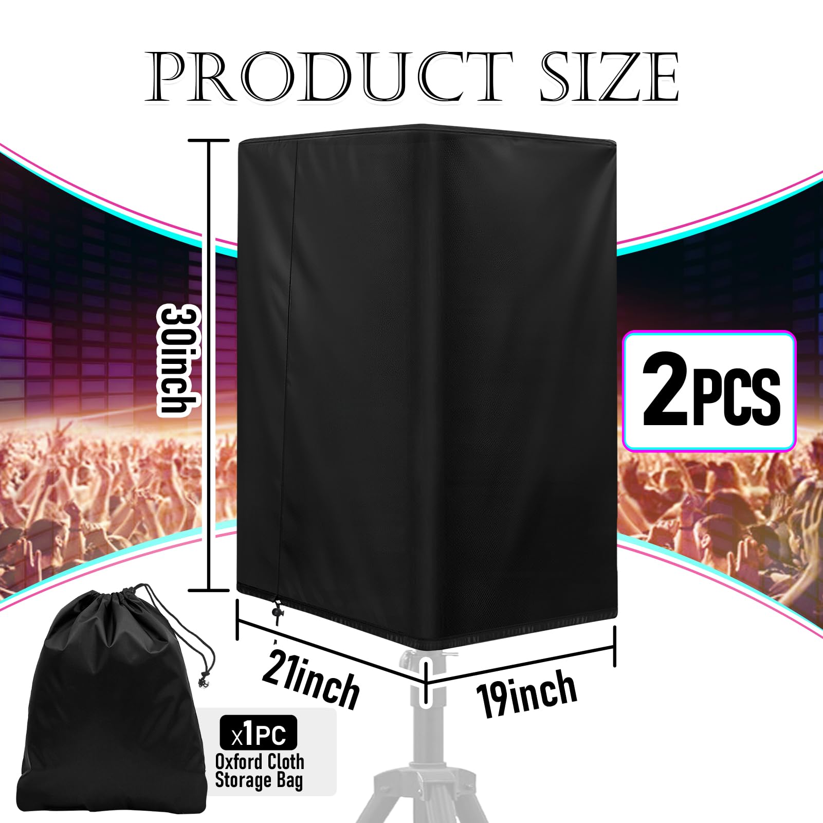 15 in Outdoor Speaker Covers UV Protection PA/DJ Speaker Covers for Powered Speaker Mounted on Stand Oxford Fabric Speaker Protective Covers for Waterproof Dustproof (30 * 19 * 20")
