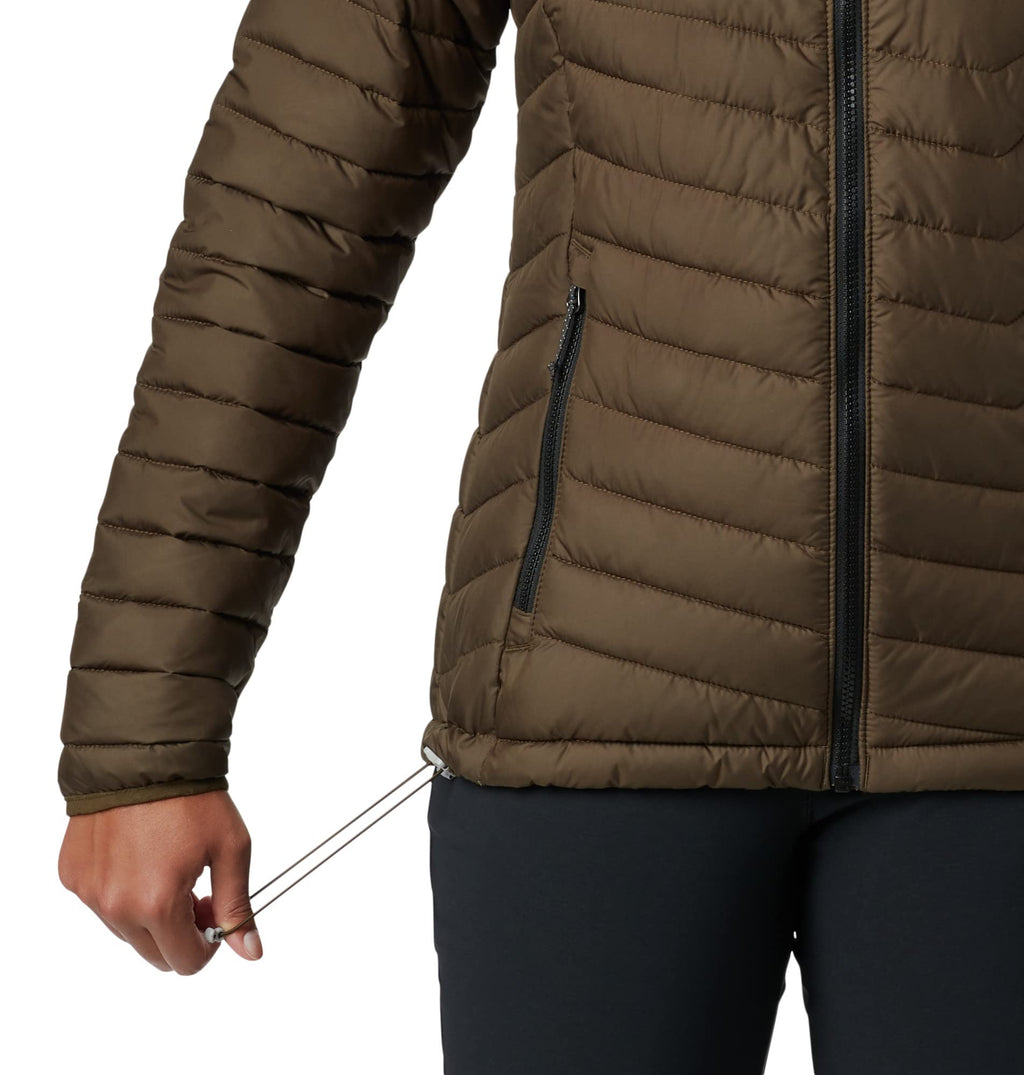 Columbia Powder Lite Hooded Jacket, Chaqueta Acolchada Con Capucha Mujer, Olive Green, M