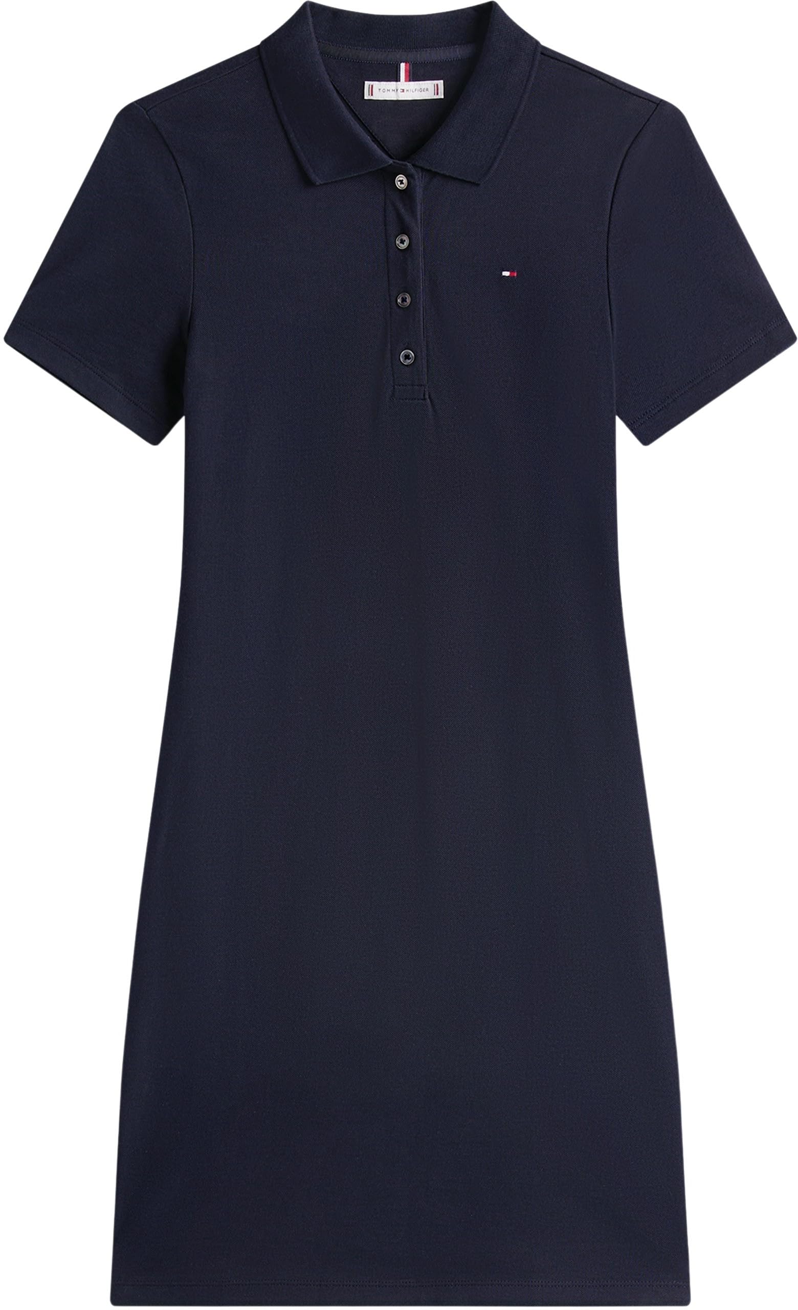 Tommy Hilfiger Vestido Tipo Polo Mujer 1985 Pique Slim Fit, Azul (Desert Sky), S