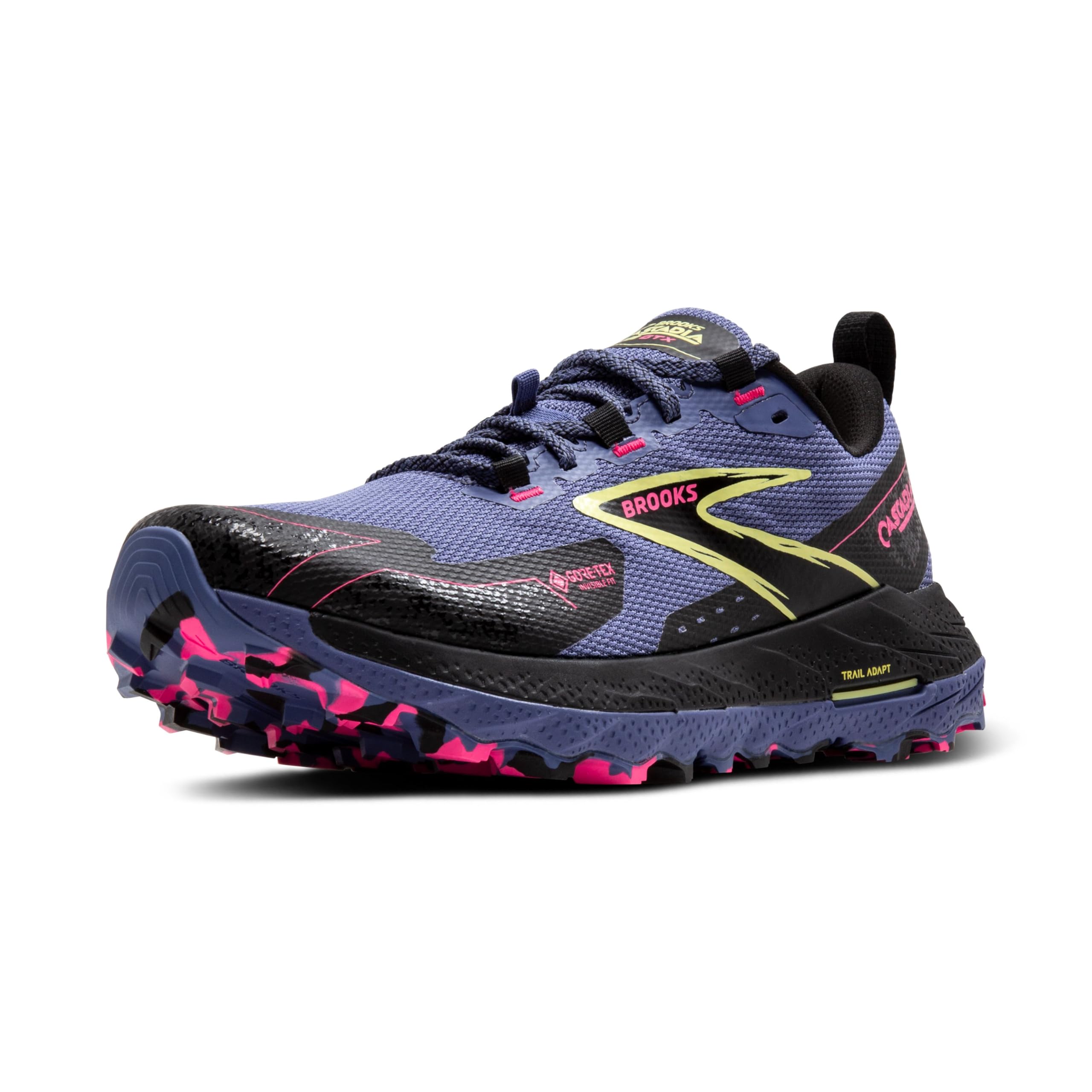 BROOKS Cascadia 18 GTX, Sneaker Mujer, Gris Azul/Negro/Rosa, 38 EU