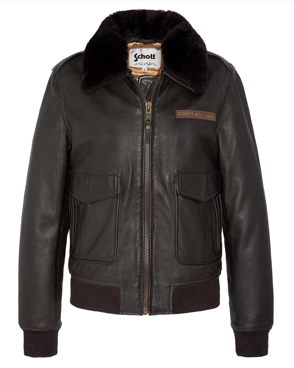 Schott NYC Lcwlisax Chaqueta de Cuero, marrón Oscuro, L para Mujer