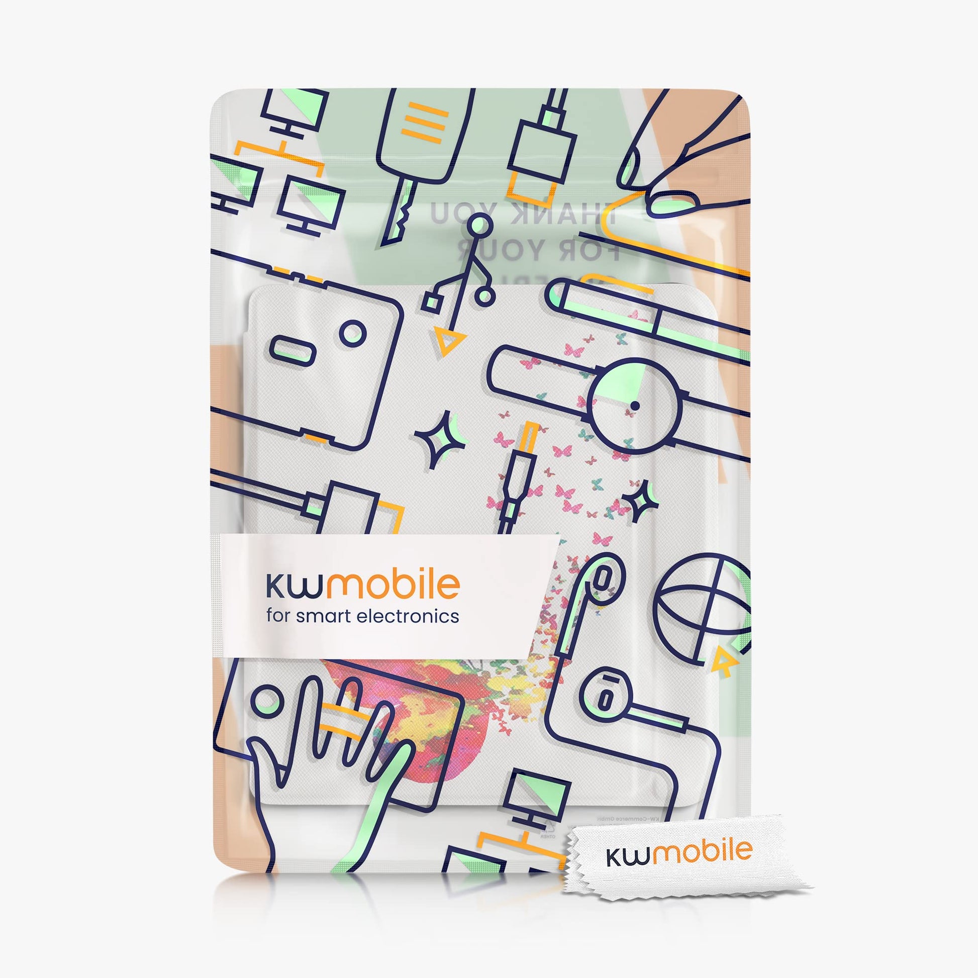 kwmobile Carcasa Compatible con Kobo Libra 2 Funda - Funda con Tapa y Cierre magnético de Cuero sintético - Degradado Mariposas