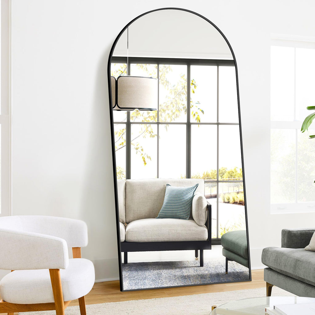 Arched Full Length Mirror, Black Standing Mirror, 75"x35" Full Body Mirror with Standing, Free Standing, Leaning Against Wall or Wall-Mounted, Large Floor Mirror for Bedroom Living Room Dressing Room