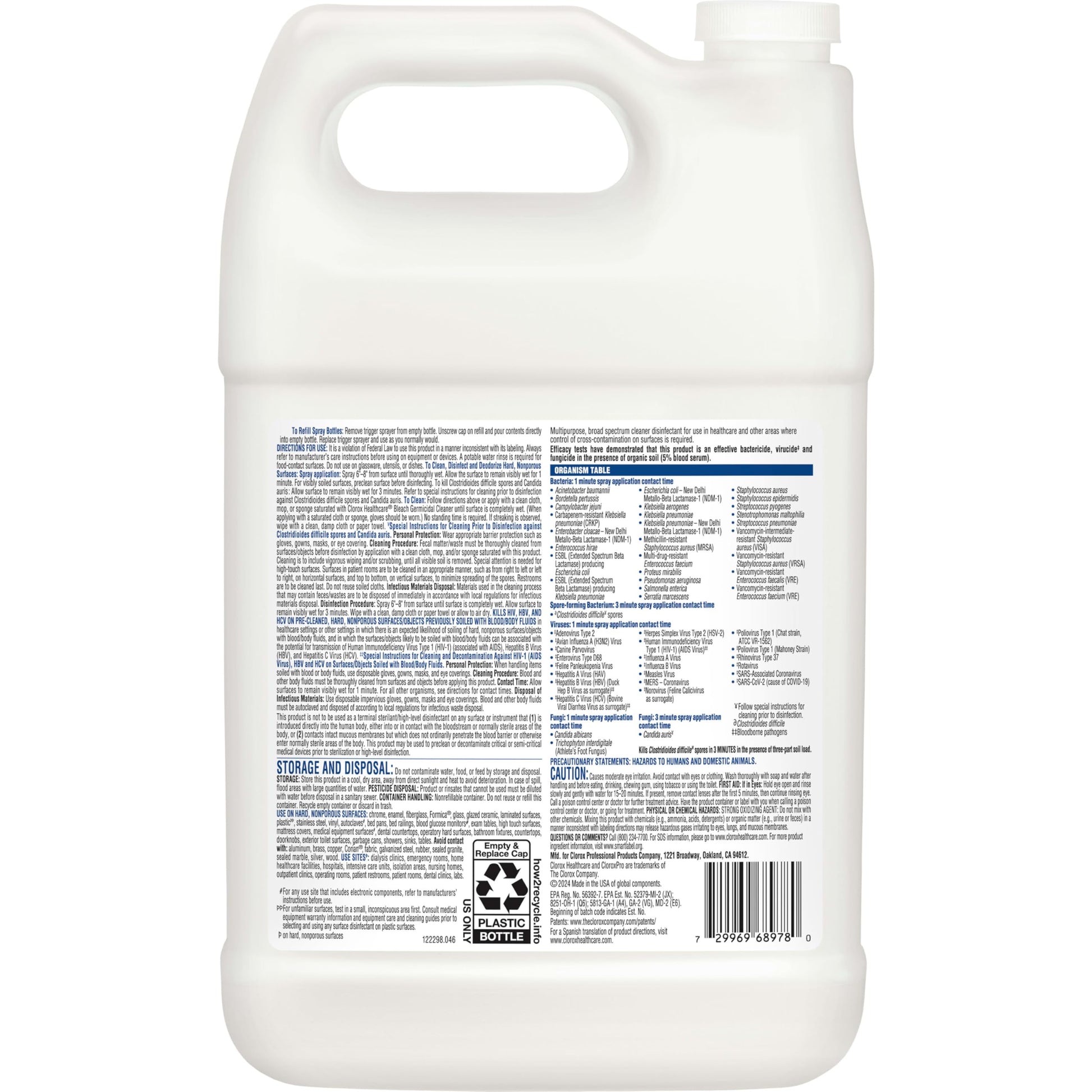 Clorox Healthcare Bleach Germicidal Cleaner Refill, 128 Fluid Ounces (Package May Vary)