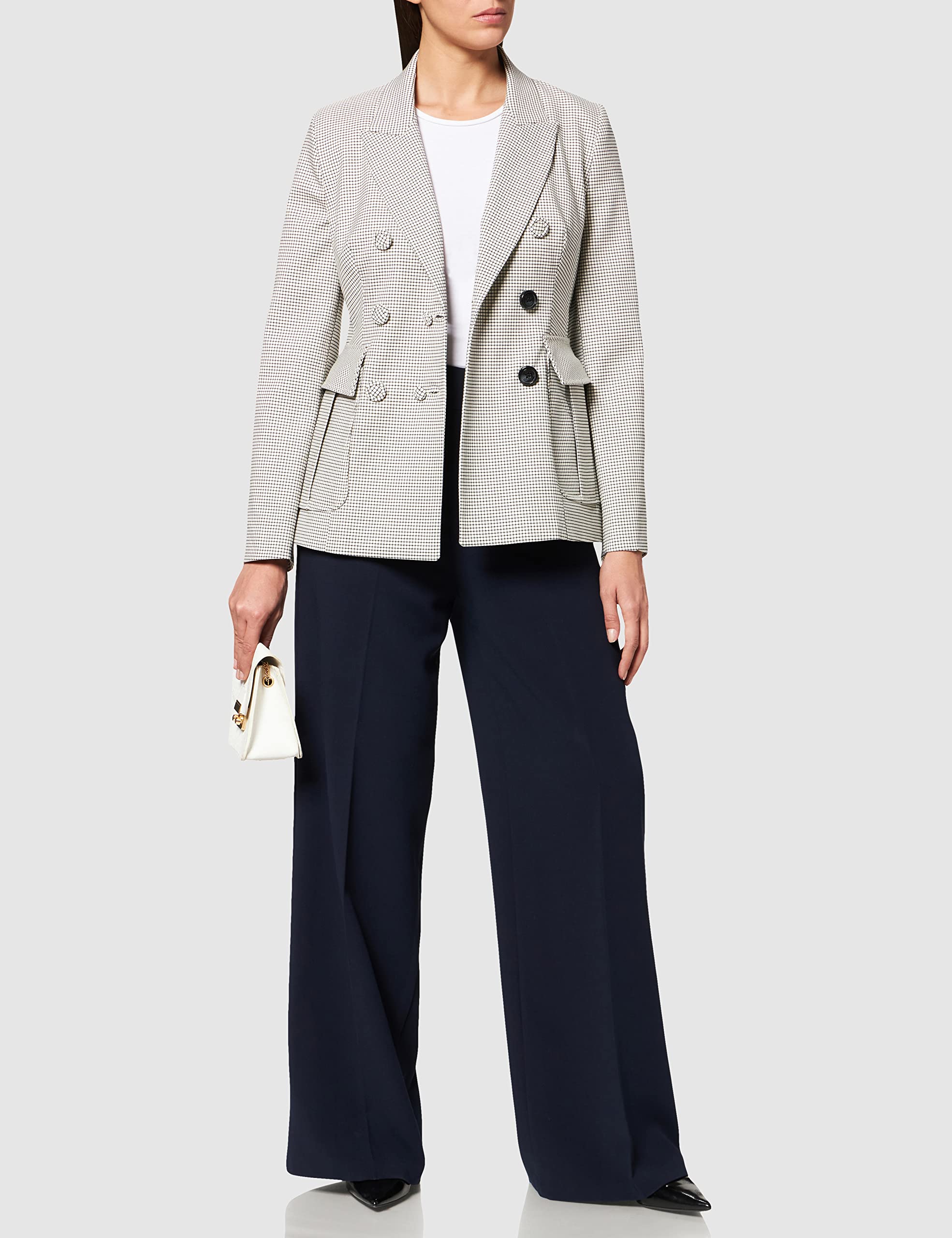 IPEKYOL Blazer Debajo de Las Caderas con Accesorios de botón Casual, Aceite, 44 para Mujer