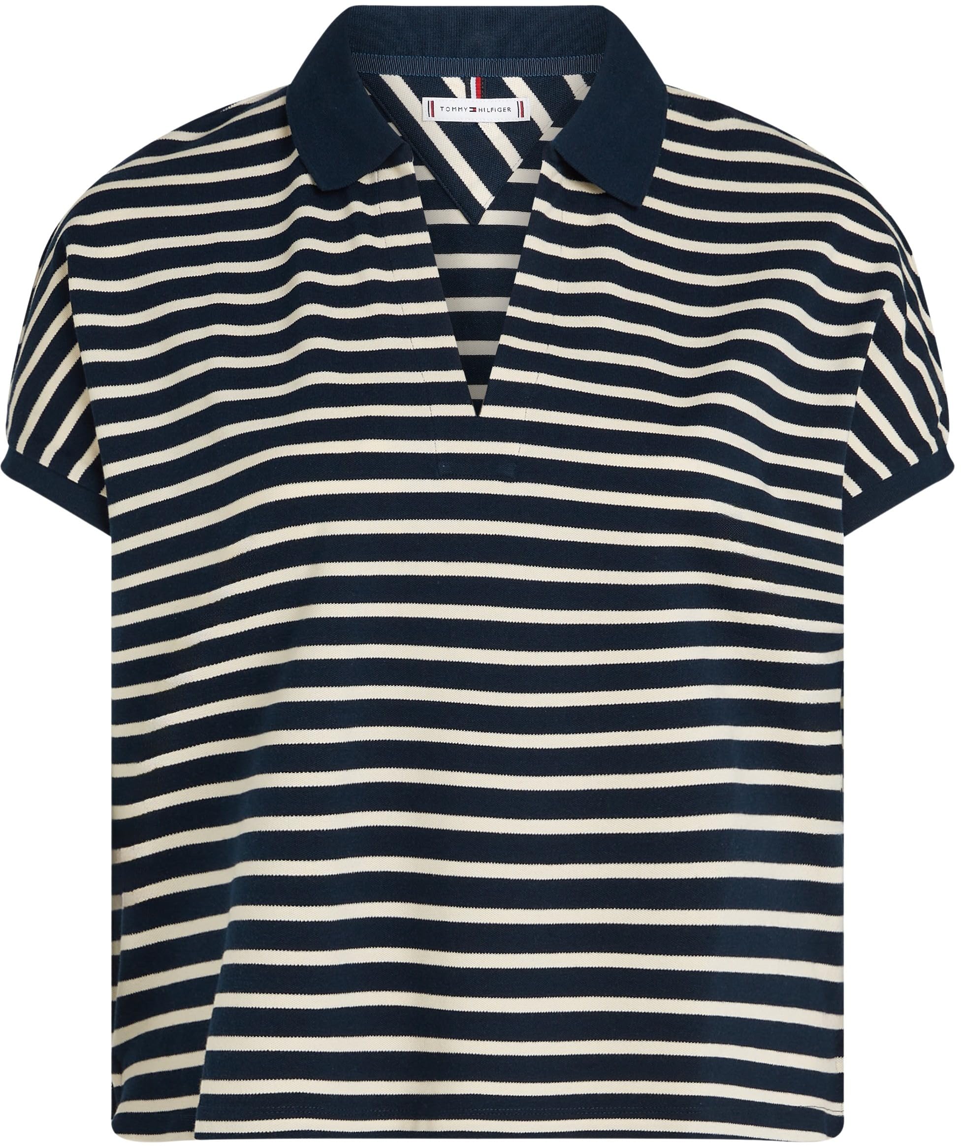 Tommy Hilfiger Polo de manga corta Mujer Lyocell Relaxed Fit, Multicolor (Dark Night Navy/Calico Stp), 52