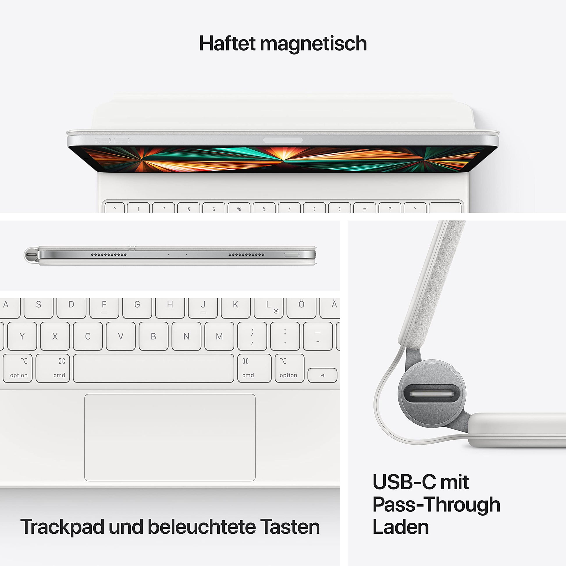 Apple Magic Keyboard: iPad Keyboard and case for iPad Pro 12.9 inch (3rd, 4th, 5th and 6th gen) and iPad Air (M2), Great Typing Experience, Built-in trackpad, German - Black