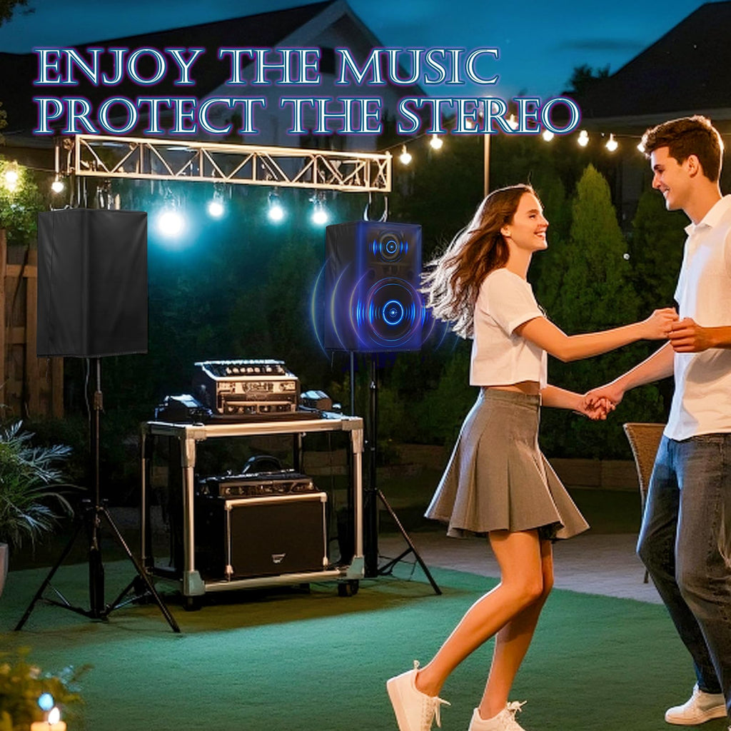 15 in Outdoor Speaker Covers UV Protection PA/DJ Speaker Covers for Powered Speaker Mounted on Stand Oxford Fabric Speaker Protective Covers for Waterproof Dustproof (30 * 19 * 20")