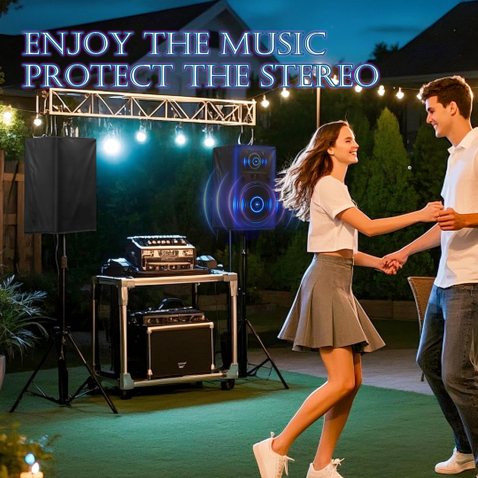 15 in Outdoor Speaker Covers UV Protection PA/DJ Speaker Covers for Powered Speaker Mounted on Stand Oxford Fabric Speaker Protective Covers for Waterproof Dustproof (30 * 19 * 20")