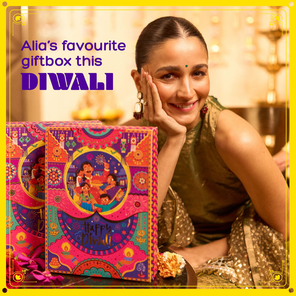 Phool 10 item Shubh Diwali Popup with Lantern Giftbox - Diwali gift hamper with dry fruit ladoo, bombay bhel chikki, diya, candles and more. Gift for Family & Corporate Gifting 2026