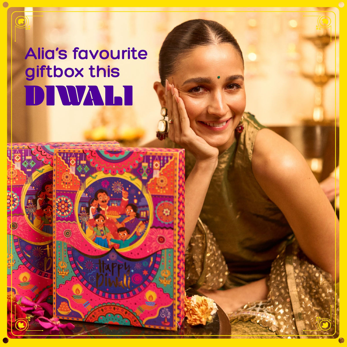 Phool 10 item Shubh Diwali Popup with Lantern Giftbox - Diwali gift hamper with dry fruit ladoo, bombay bhel chikki, diya, candles and more. Gift for Family & Corporate Gifting 2026
