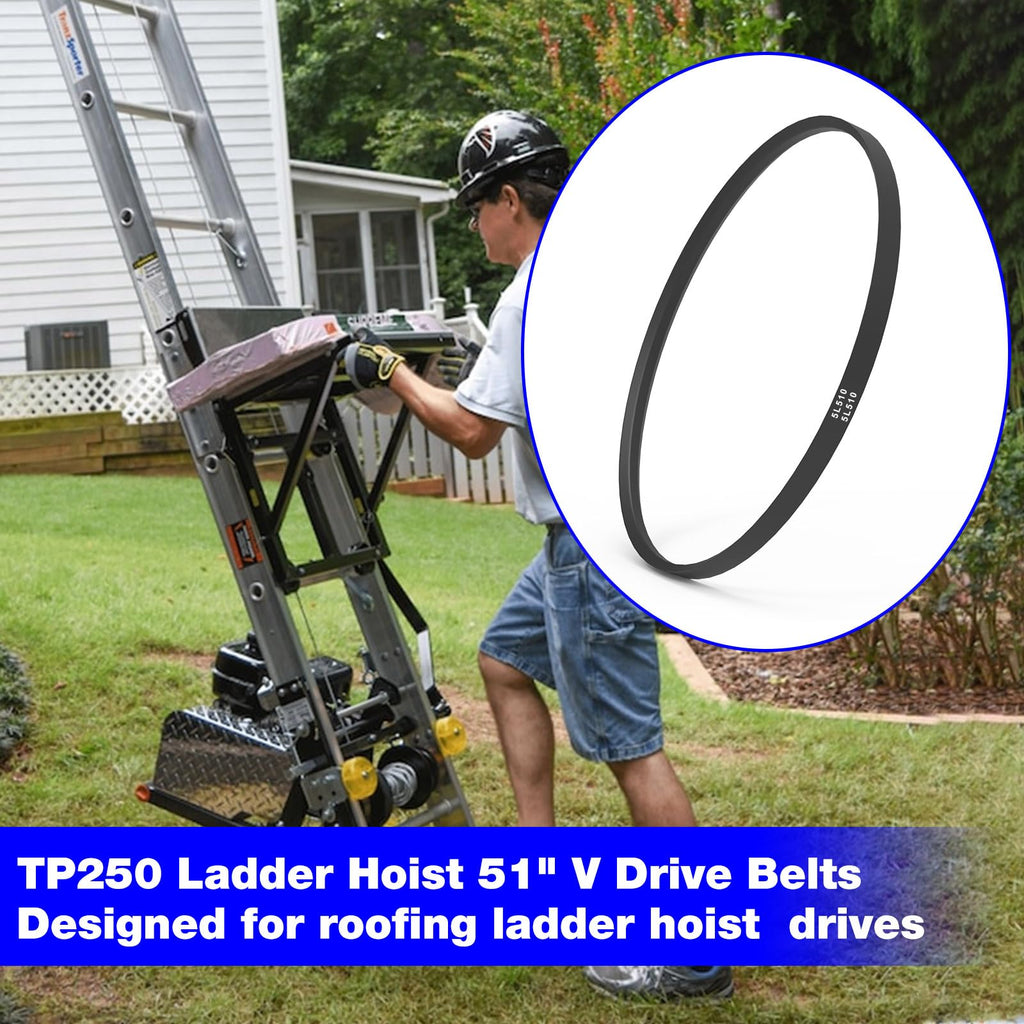 TP250 Ladder Hoist 51" V Drive Belts Replacement TranzSporter Roofing, Roofing Elevator Parts TP250 and TP400 Ladder Lift Hoist