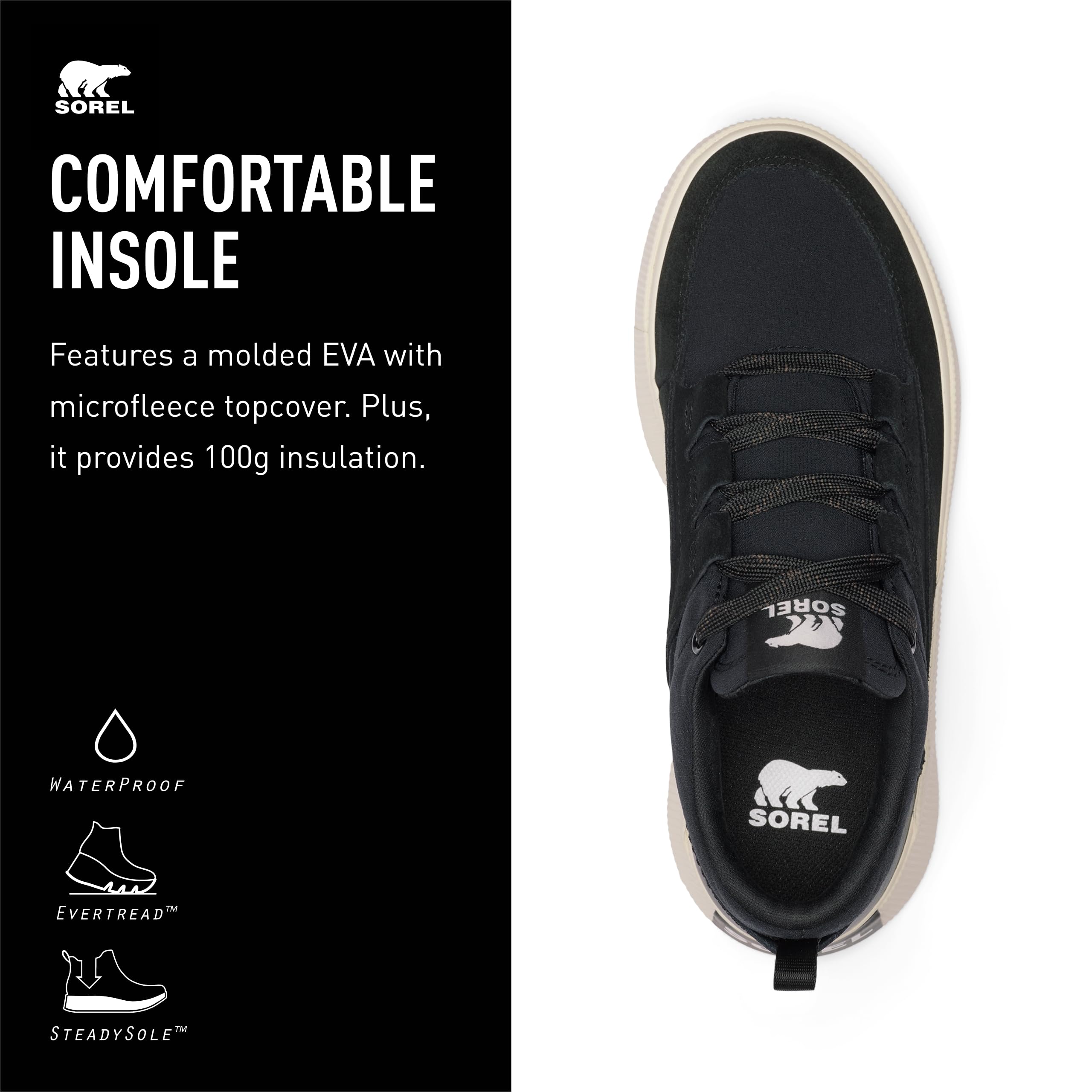 Sorel out N About Low Sneaker WP, Zapatillas, Mujer, Black Gum 2 out N About 4, 38.5 EU