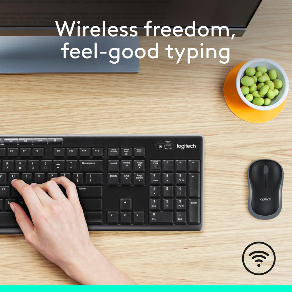 Logitech MK270 Wireless Keyboard and Mouse Combo for Windows, 2.4 GHz Wireless, Compact Mouse, 8 Multimedia and Shortcut Keys, 2-Year Battery Life, for PC, Laptop, QWERTY UK English Layout - Black