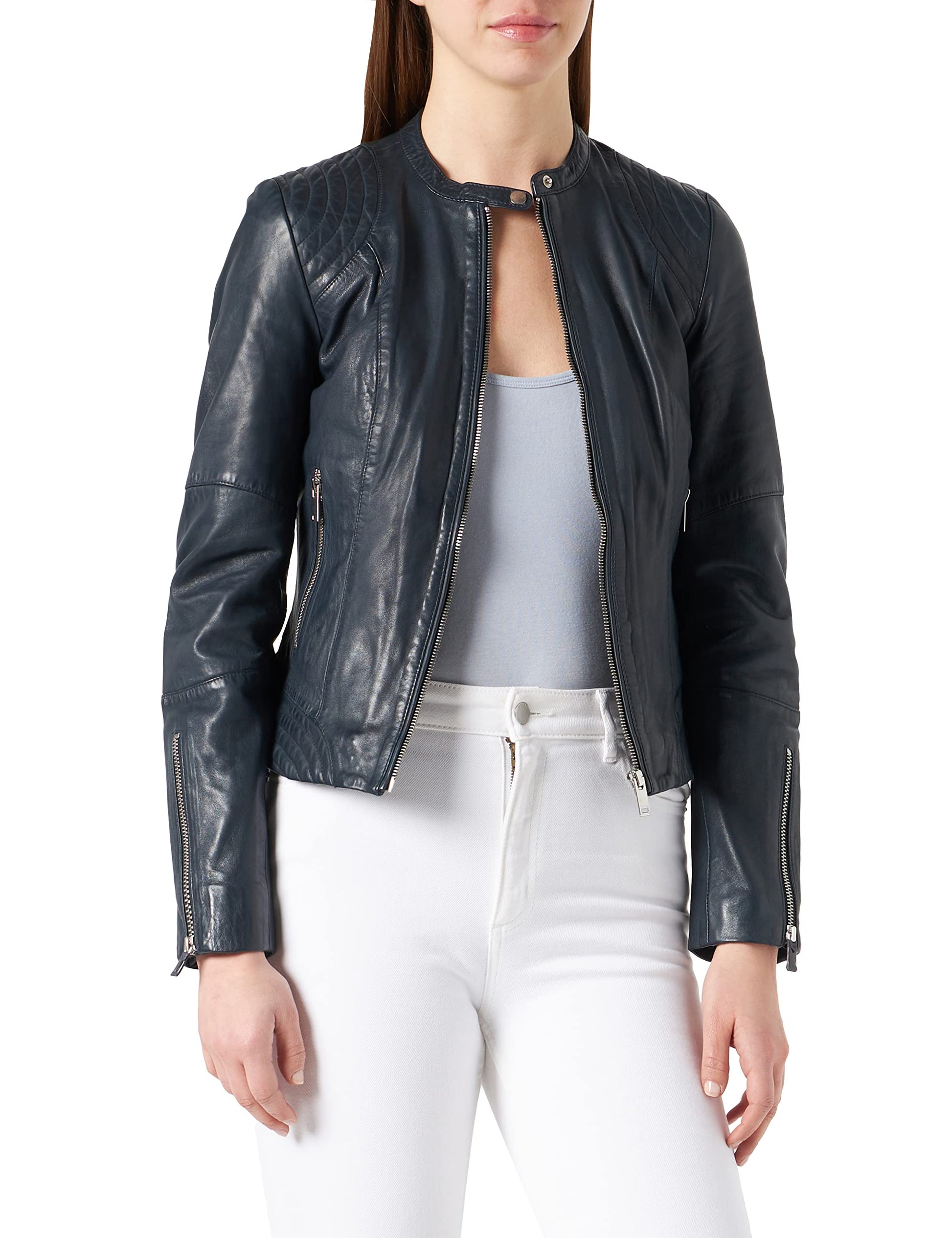 Naf Naf Cbiker Blazer, Azul Marino, 38 para Mujer