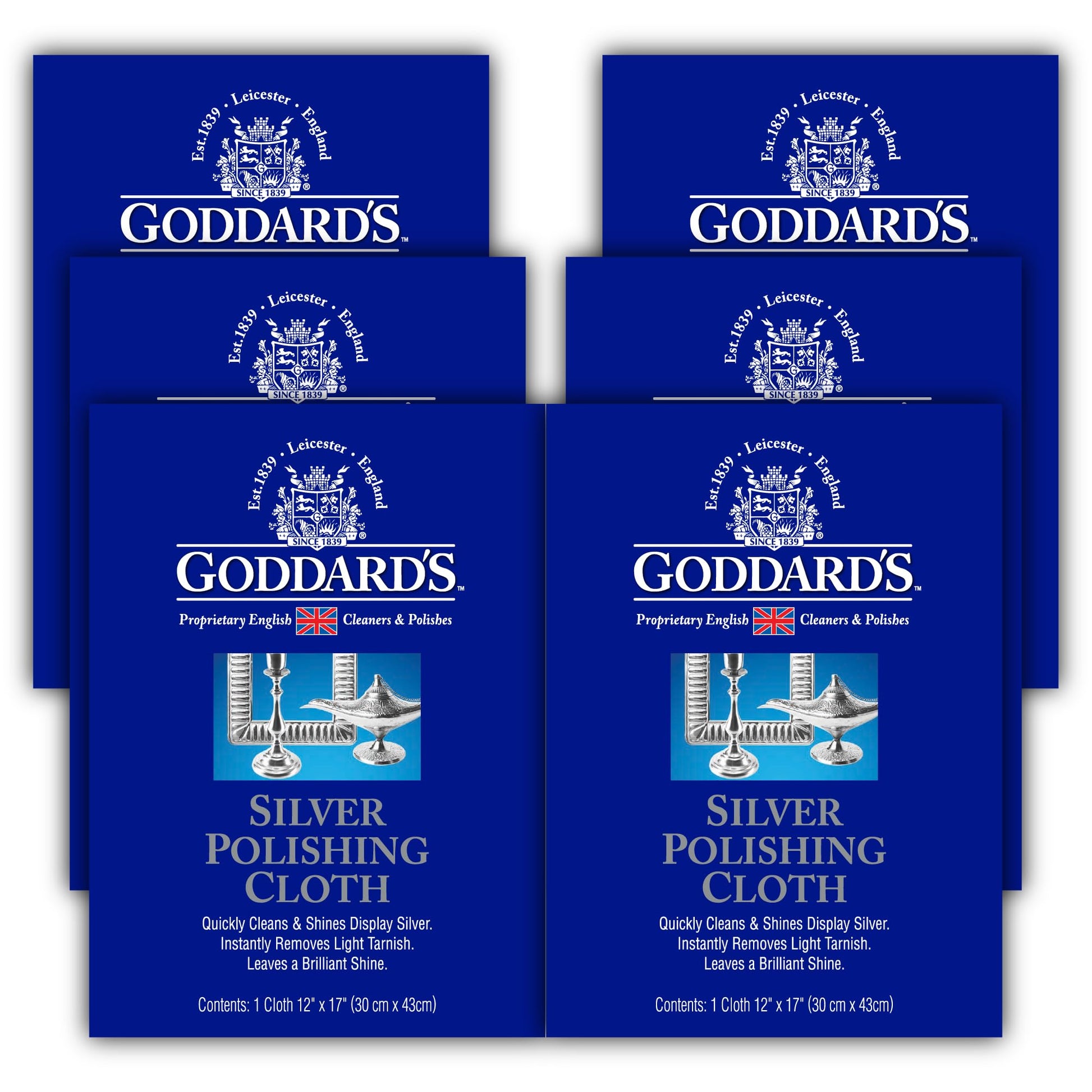 Goddard's Silver Polishing Cloth, Silver Cleaner & Tarnish Remover, 6 Pack