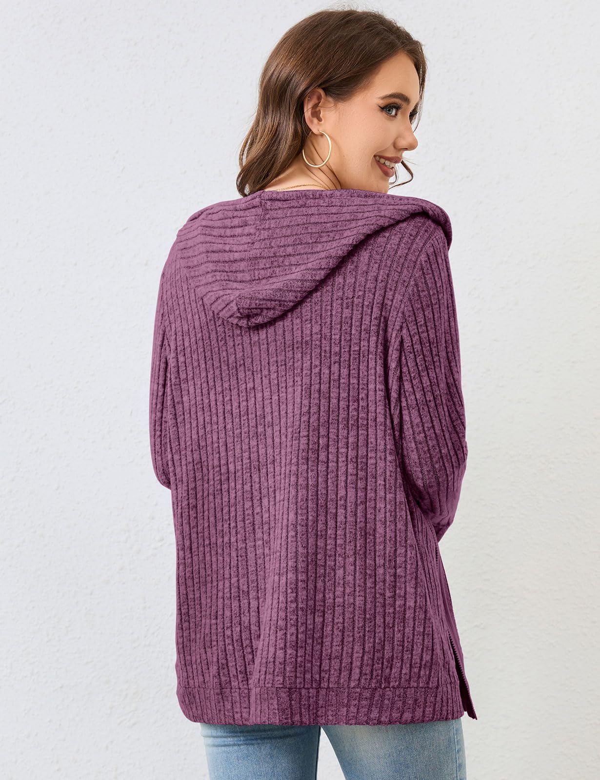 Flikity Zip Hoodie Damen Reißverschluss Sweatjacke mit Kapuze Dünne Jacke