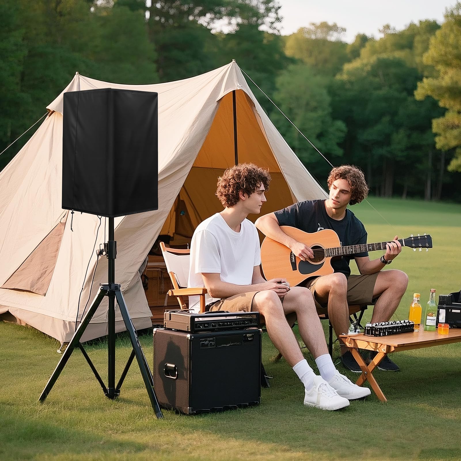 15 in Outdoor Speaker Covers UV Protection PA/DJ Speaker Covers for Powered Speaker Mounted on Stand Oxford Fabric Speaker Protective Covers for Waterproof Dustproof (30 * 19 * 20")