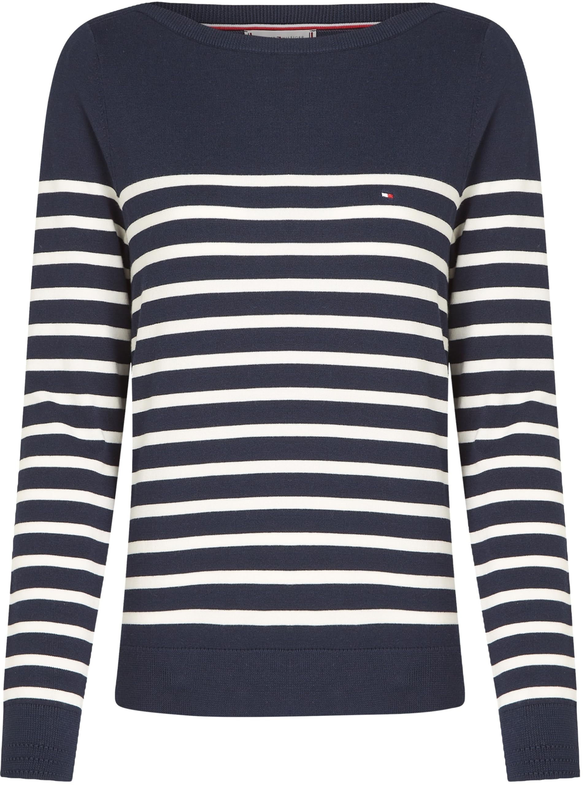 Tommy Hilfiger Jersey de Punto para Mujer, Multicolor (Dark Night Navy/Ivory Petal STP), L