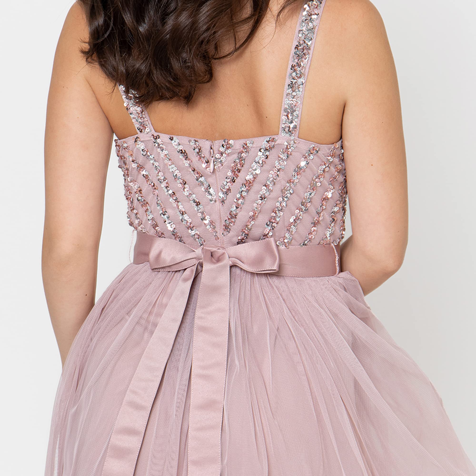 Maya Deluxe Maya Vestido Maxi Sin Mangas con Detalle de Rayas promoción, Rosa Esmerilado, 44 para Mujer