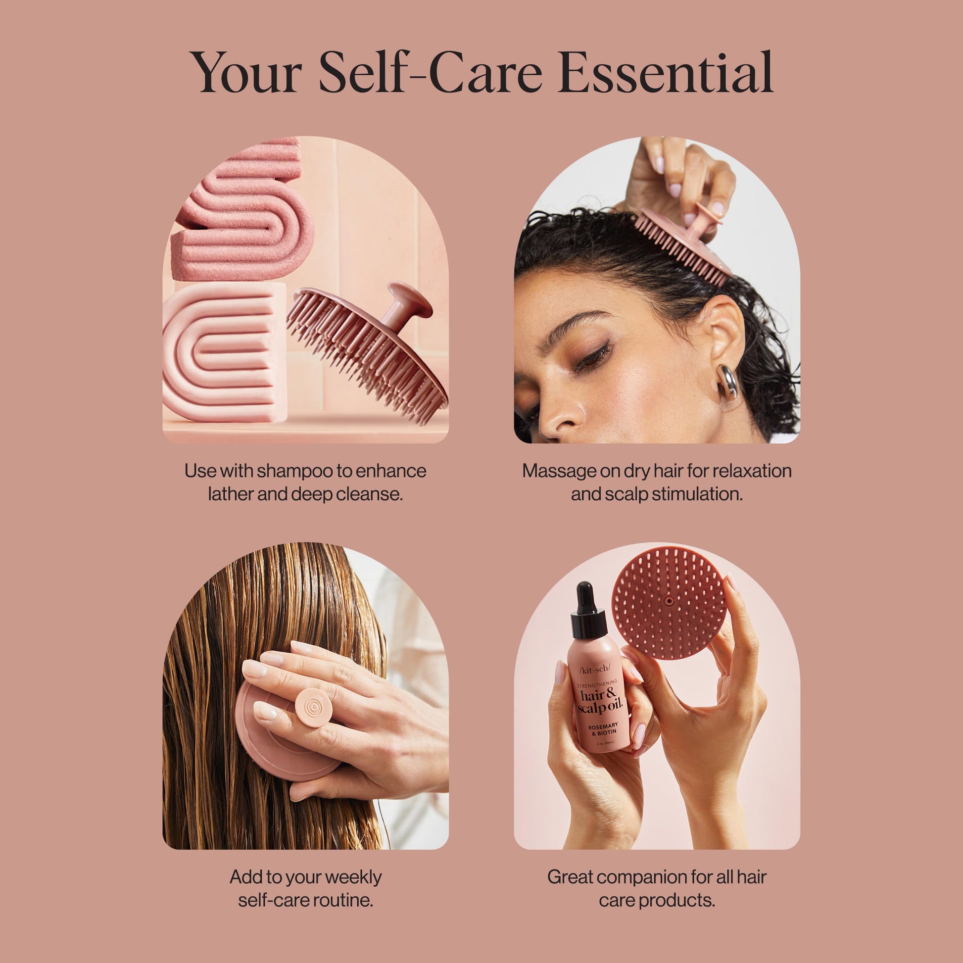 Kitsch Scalp Massager for Hair Care - Shampoo Brush Scalps - Terracotta