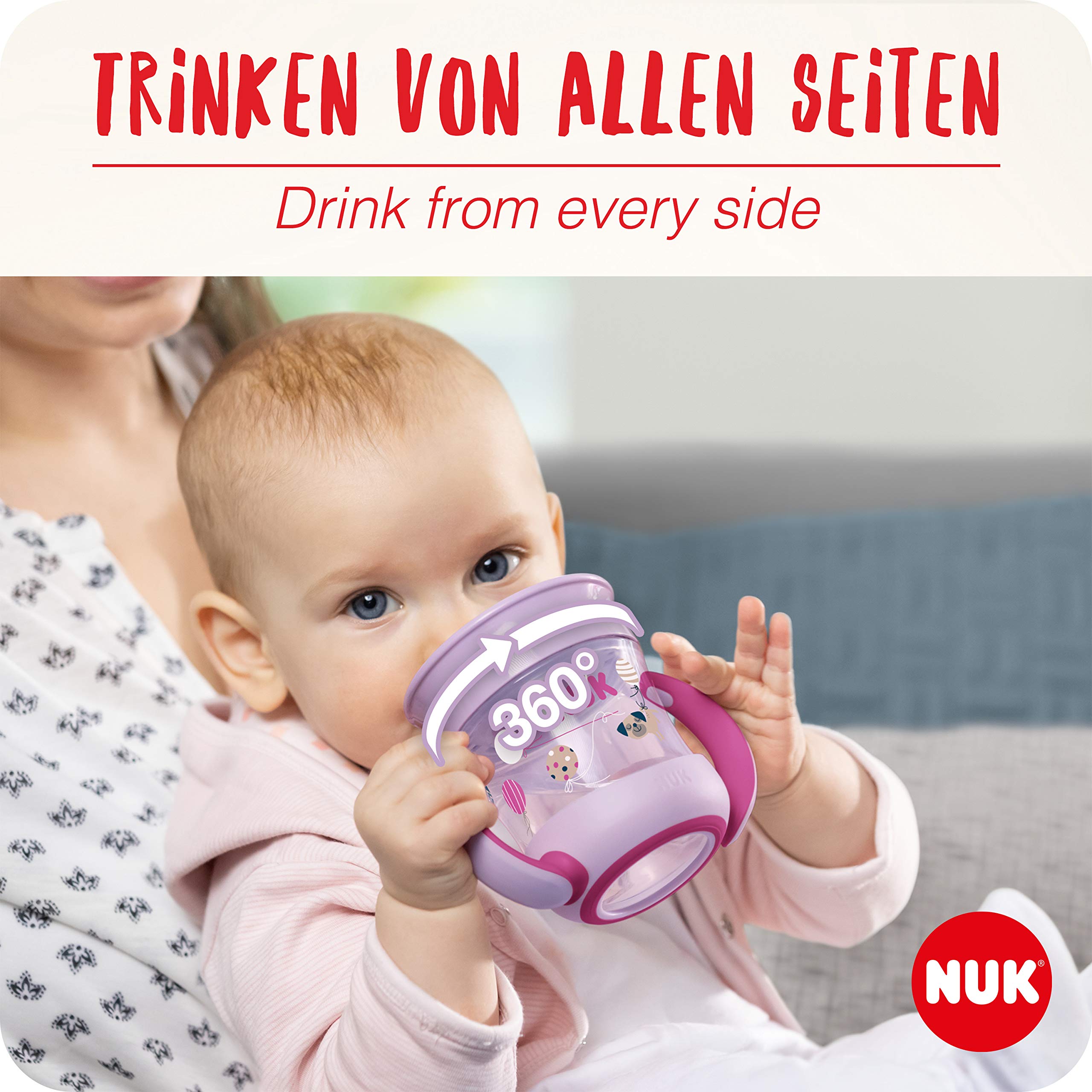 NUK 10255598 Mini Magic Cup Leak-Proof 360° Drinking Rim from 6 Months Practical Handles BPA 160 ml White 155 g