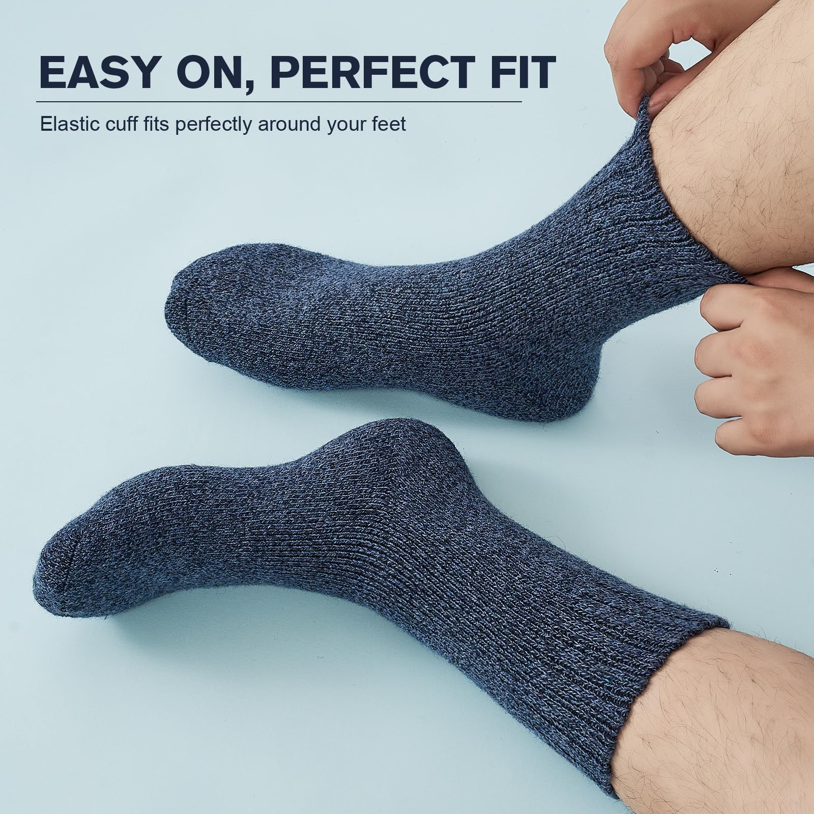 Niorasen Wool Socks for Men, Thick Warm Thermal Socks, Full Terry, 3 pairs