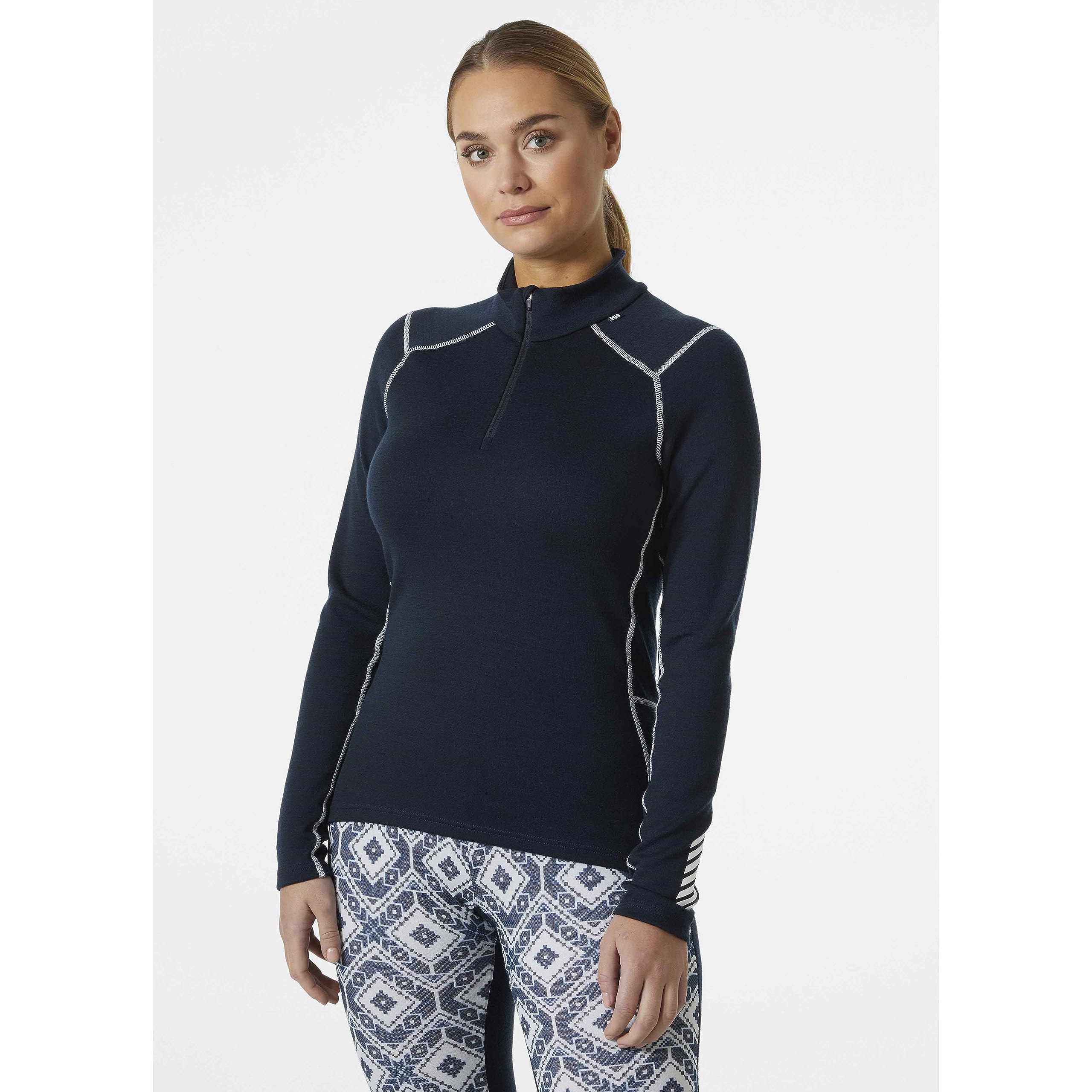 Helly-Hansen Womens W Lifa Merino Midw 1/2 Zip, Azul marino, XL