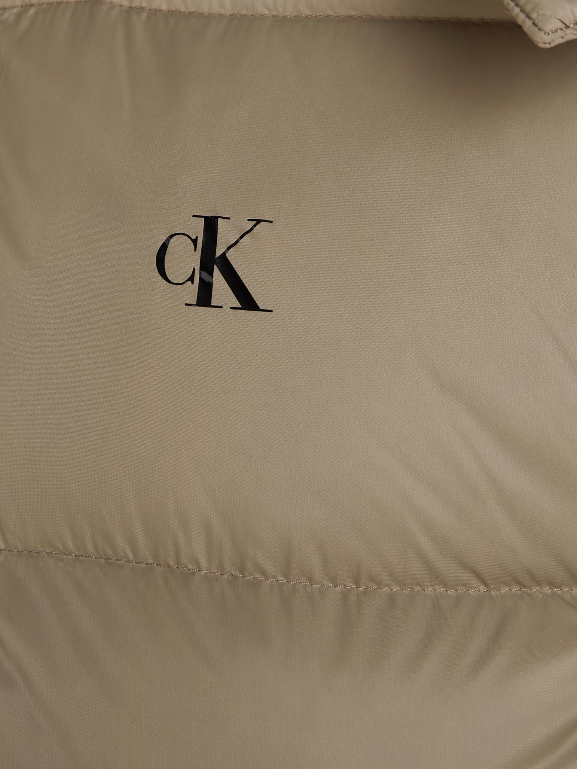 Calvin Klein Cazadora acolchada Mujer Down Short Puffer con capucha, Beige (Brindle), 3XL