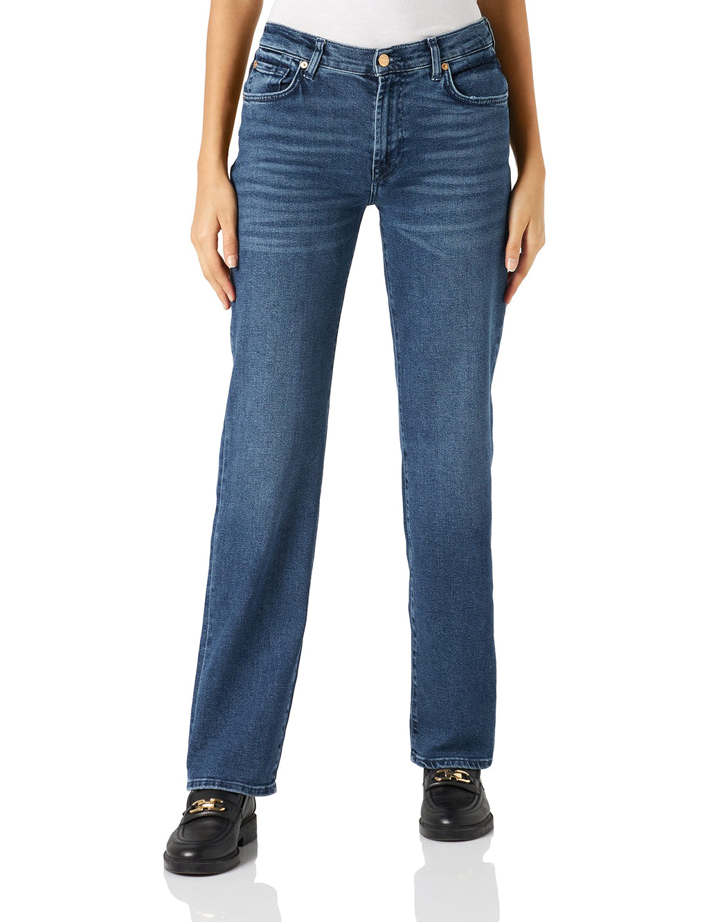 7 For All Mankind Ellie Straight Luxe Vintage Jeans, Dark Blue, Regular De Las Mujeres