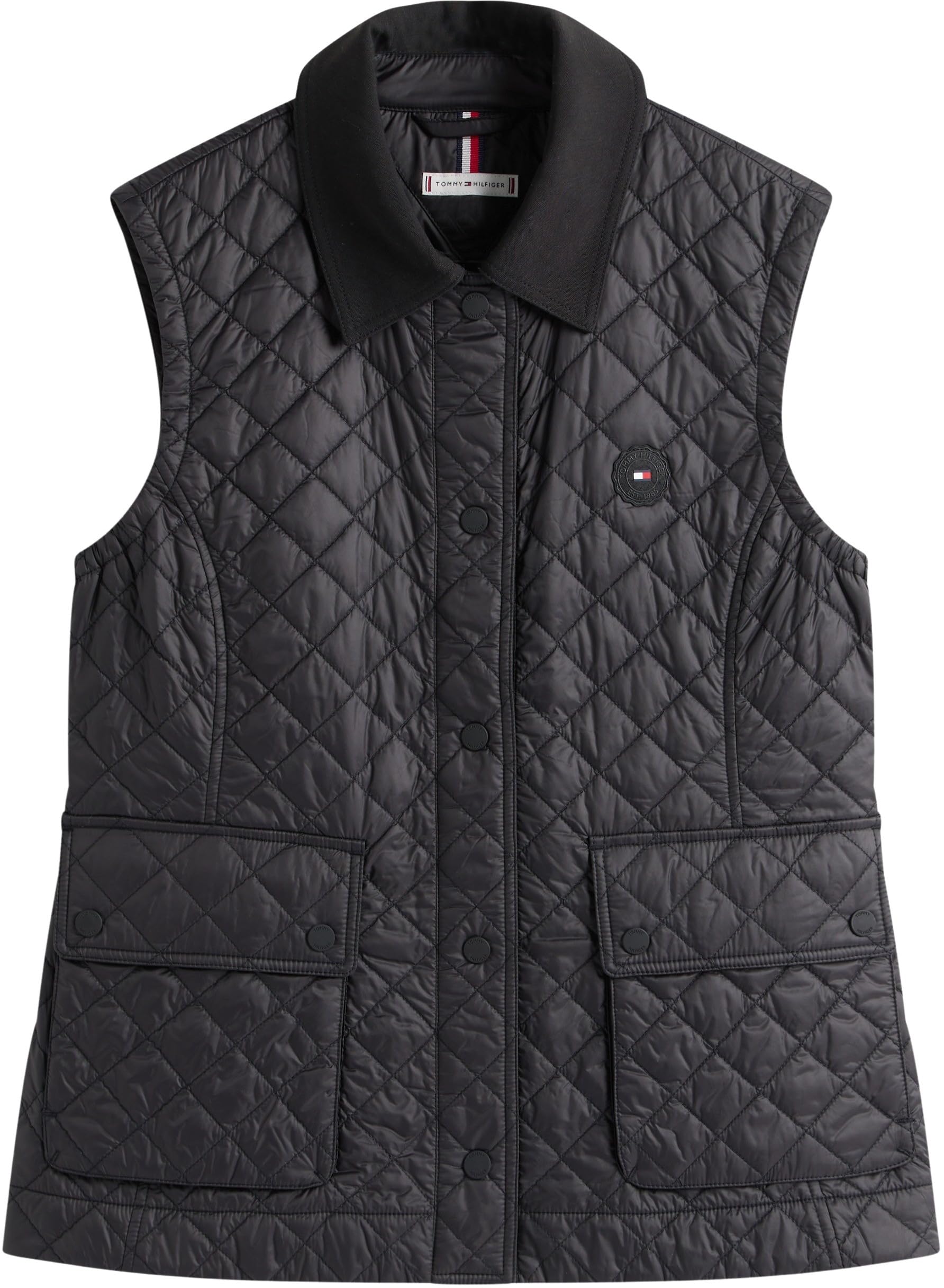 Tommy Hilfiger Chaleco Mujer Padded Nylon Slim Quilted Acolchado, Negro (Black), XL