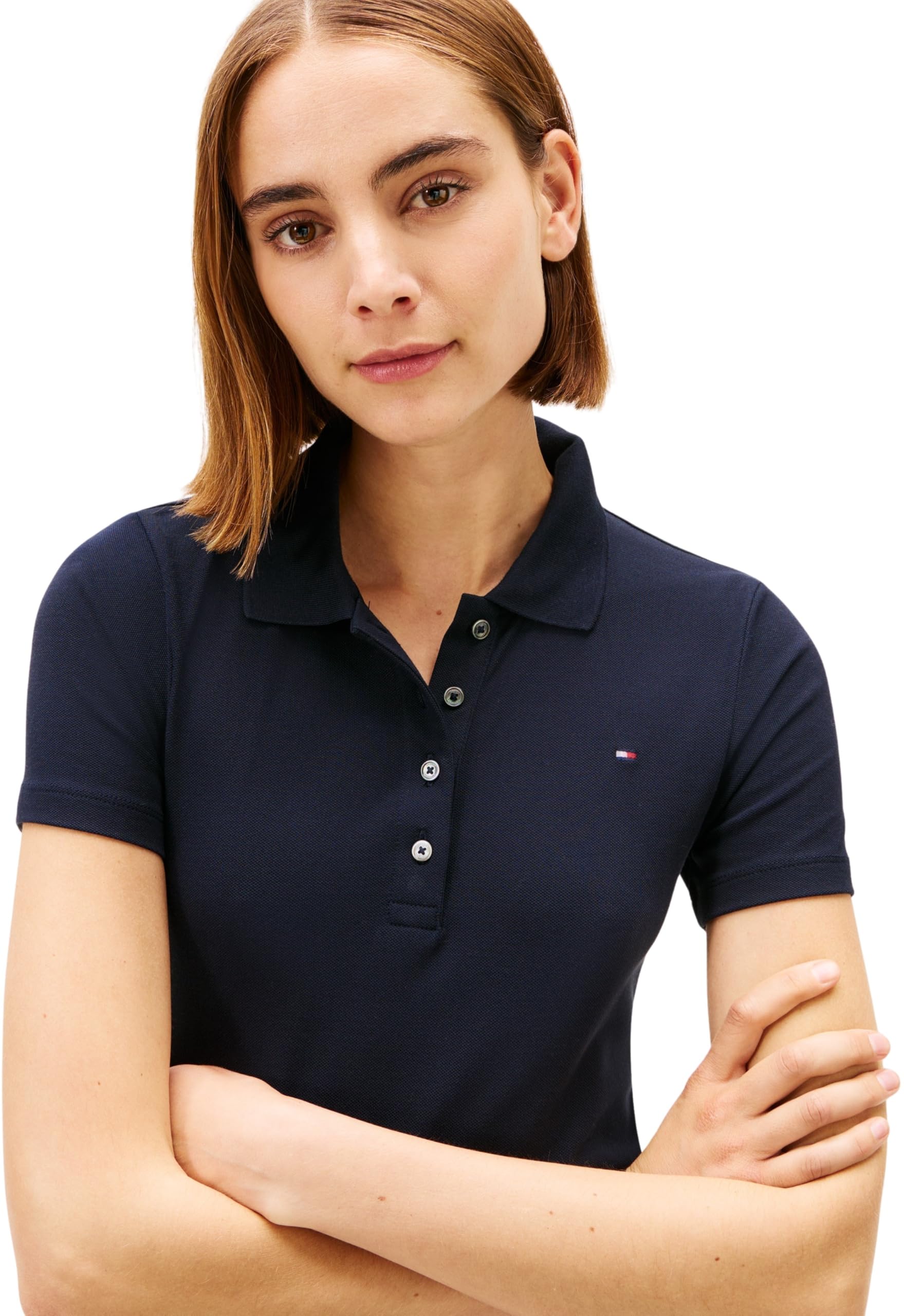 Tommy Hilfiger Vestido Tipo Polo Mujer 1985 Pique Slim Fit, Azul (Desert Sky), S