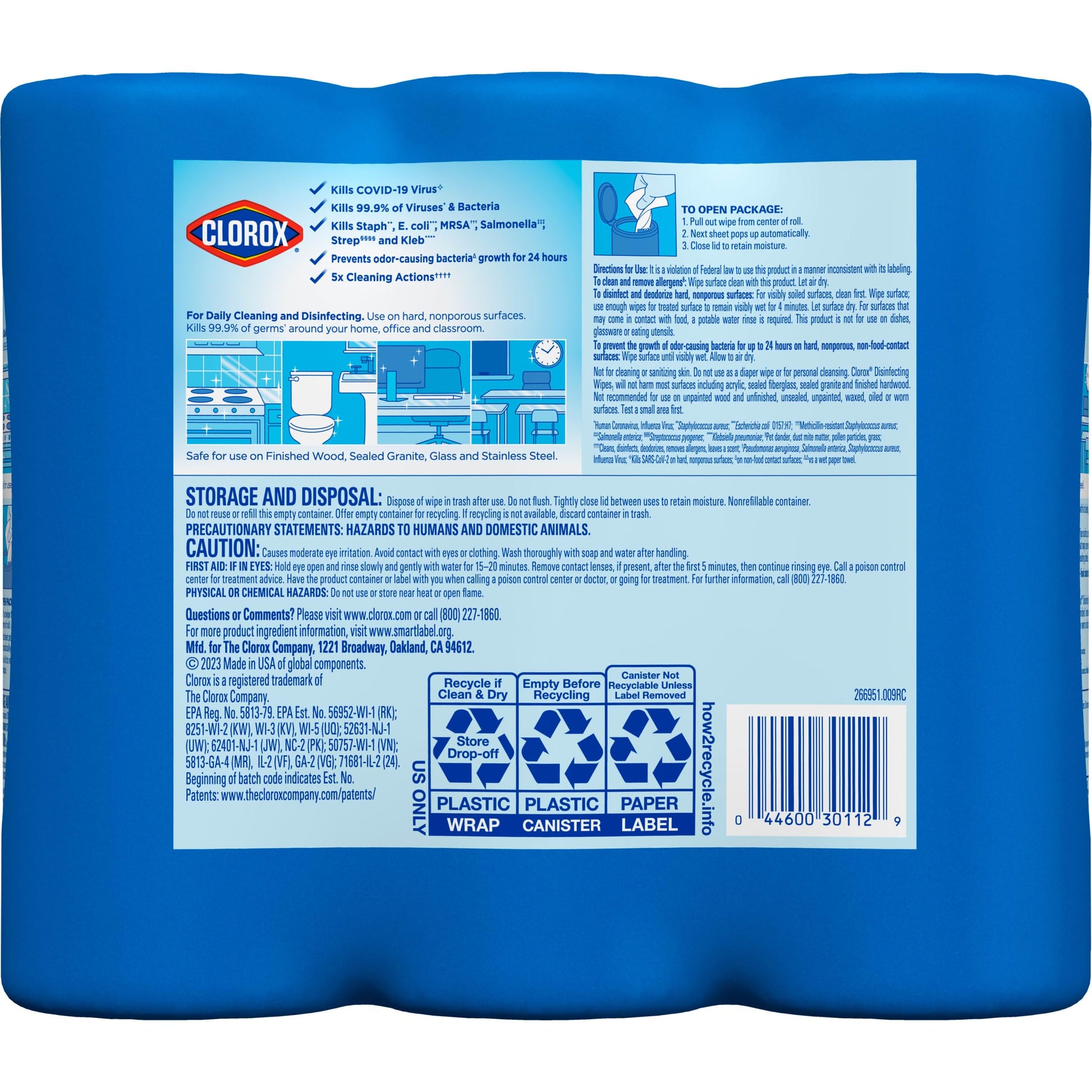 Clorox 30112 Disinfecting Wipe, Fresh/Lemon Fresh Scent (525 Count)