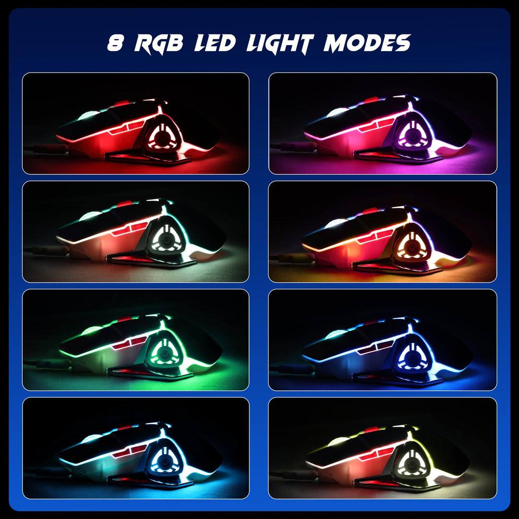 ZEBRONICS Transformer M Plus - Ratón para juegos con cable, hasta 12800 DPI, 6 botones con un interruptor DPI de 6 niveles, 8 modos RGB, tasa de sondeo de 1000 Hz, cable desmontable de 1,5 m, sensor