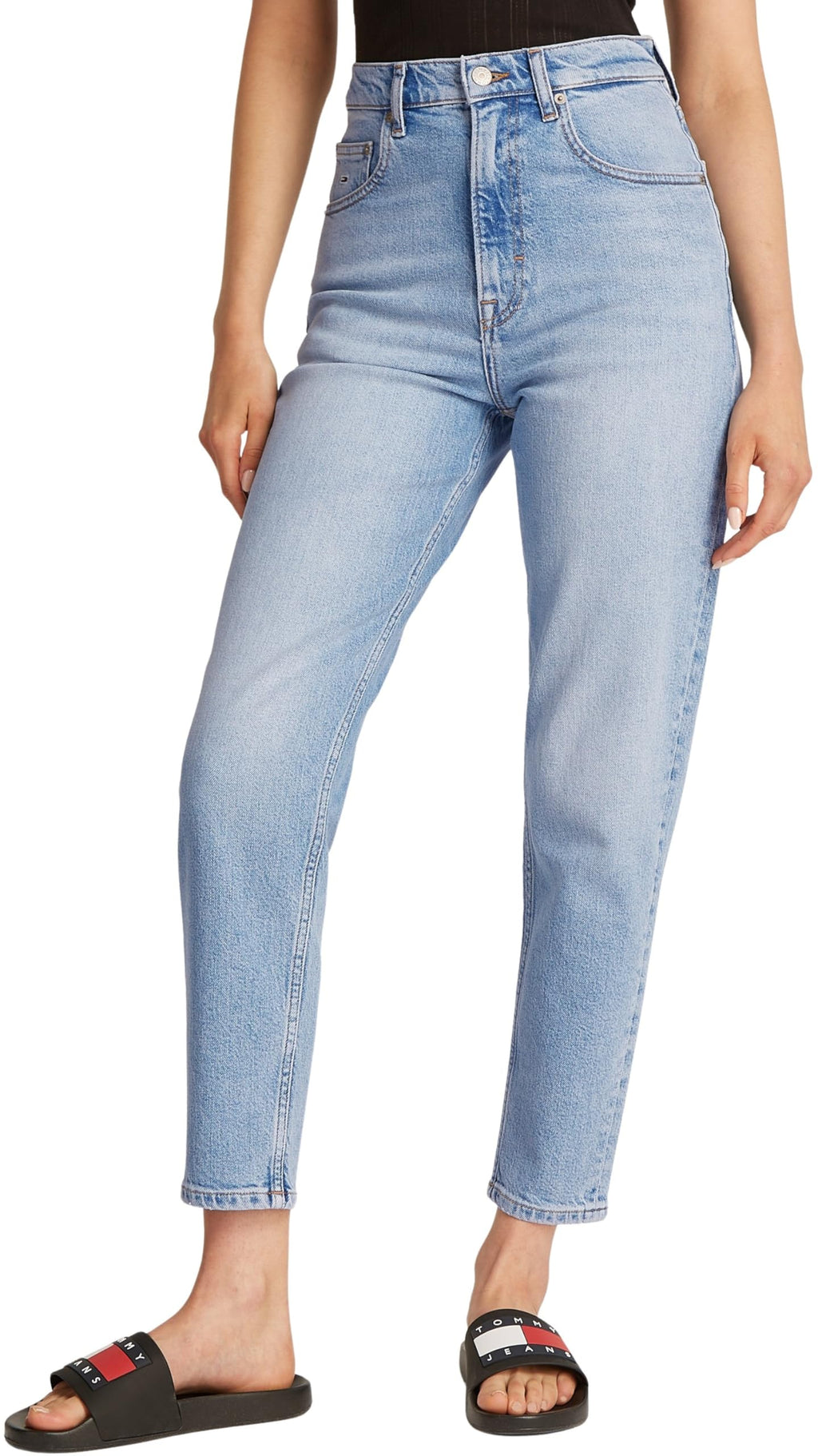 Tommy Jeans Vaqueros Mujer Mom Jeans Cintura Alta, Azul (Denim Light), 28W/26L