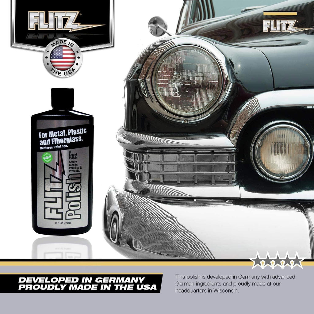 Flitz Multi Purpose Metal Polish Liquid - 7.6oz Bottle of USA-Made Tarnish Remover - For Aluminum, Chrome, Brass, Nickel, Silver - Non-Abrasive Metal Cleaner and Polish, Restorer (3 Pack)