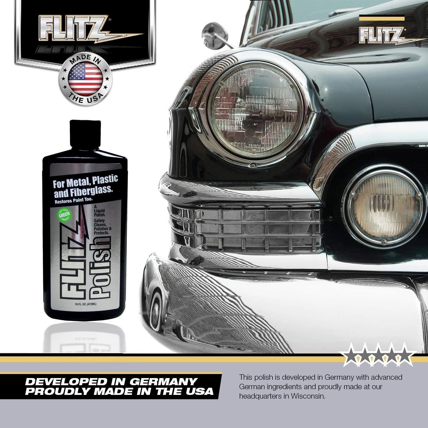 Flitz Multi Purpose Metal Polish Liquid - 7.6oz Bottle of USA-Made Tarnish Remover - For Aluminum, Chrome, Brass, Nickel, Silver - Non-Abrasive Metal Cleaner and Polish, Restorer (3 Pack)
