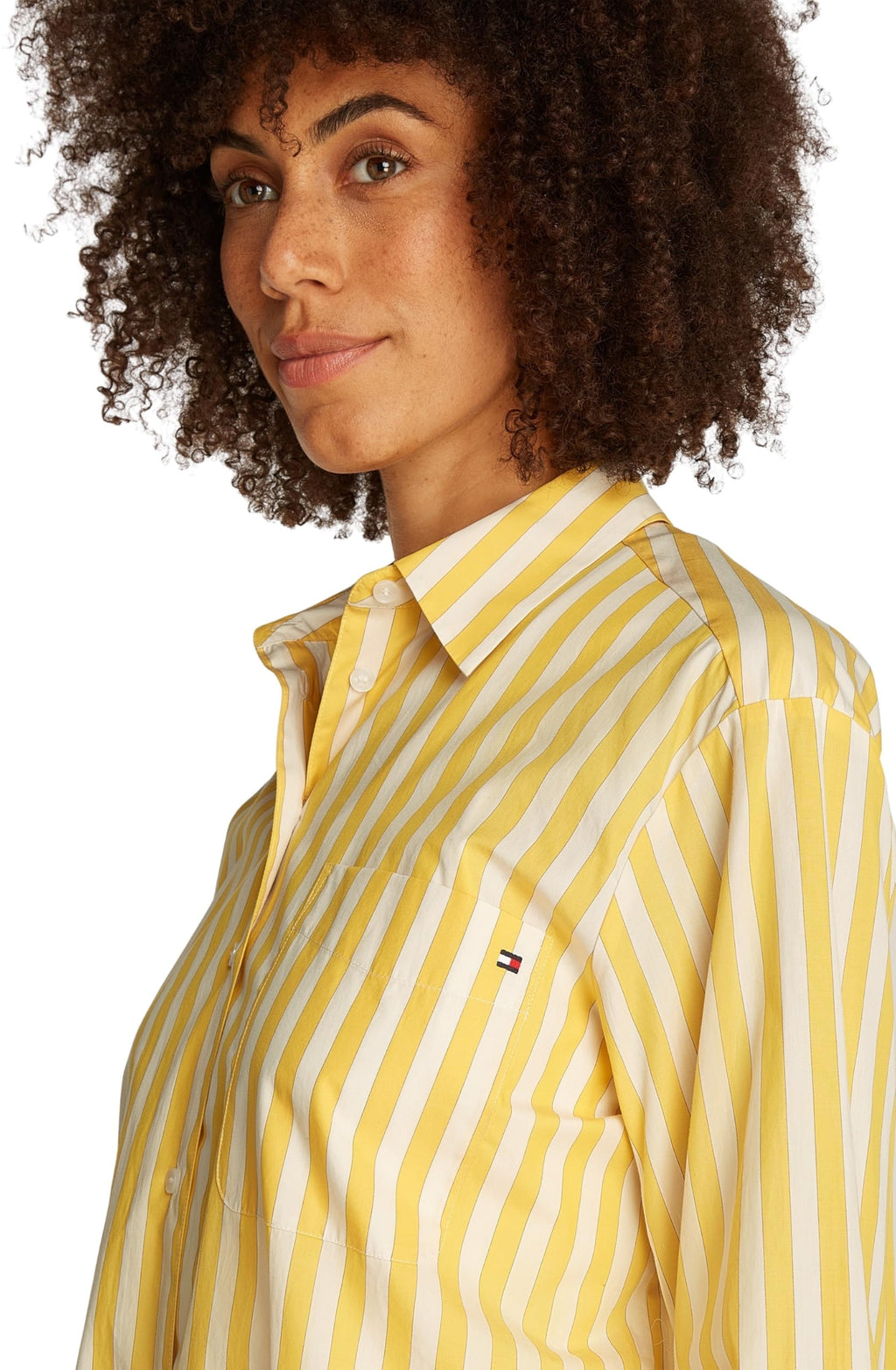 Tommy Hilfiger Camisa Mujer Poplin Easy Fit Oversized, Multicolor (STP Citronella), 38