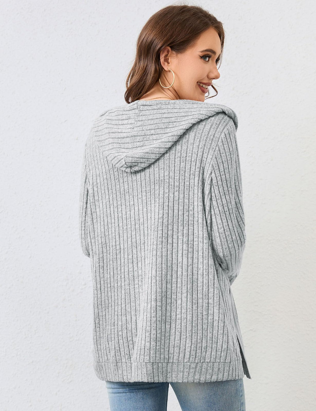 Flikity Zip Hoodie Damen Reißverschluss Sweatjacke mit Kapuze Dünne Jacke
