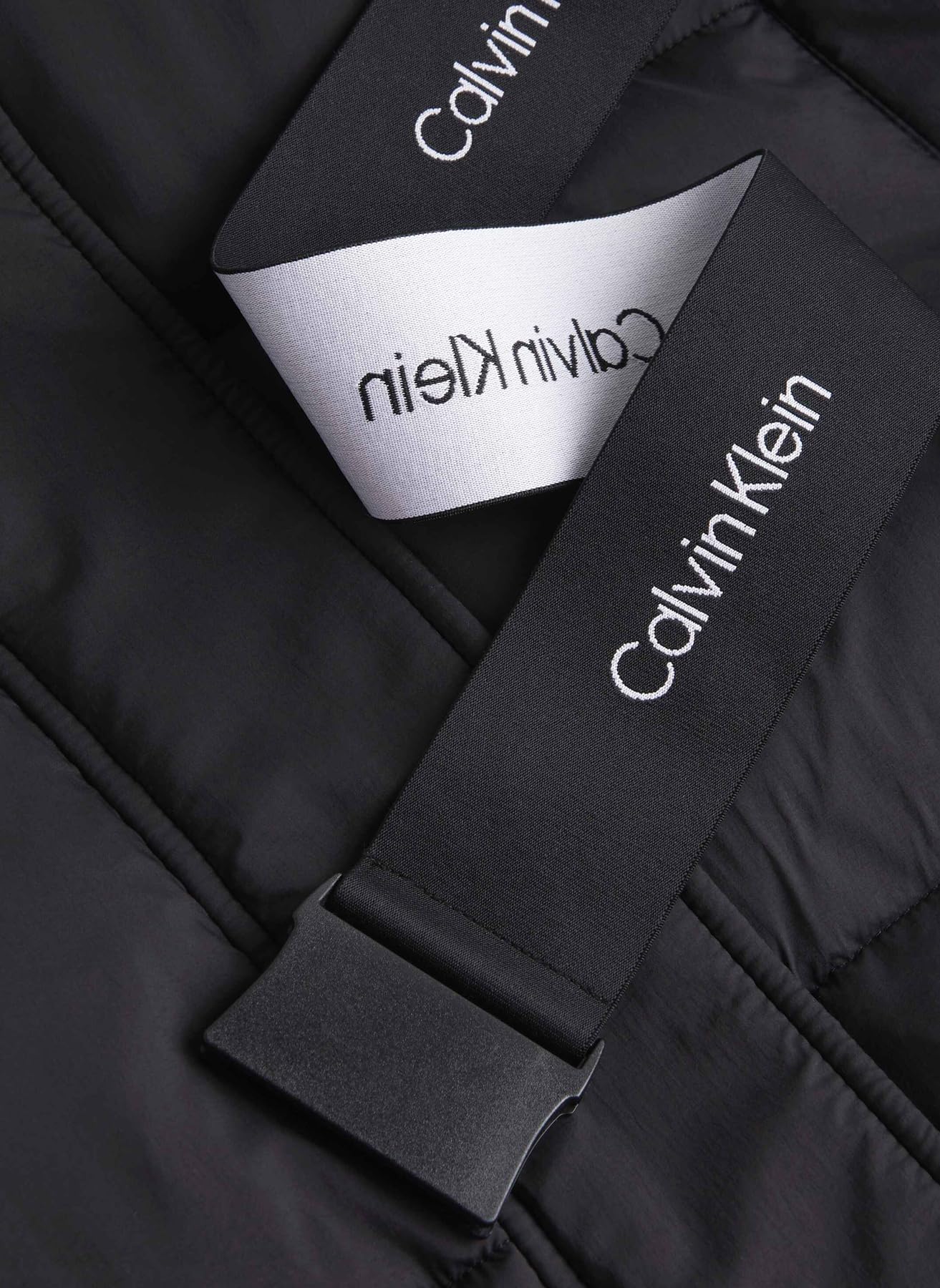 Calvin Klein Cazadora acolchada Mujer Logo Belt Short Puffer con cinturón, Negro (Ck Black), XL