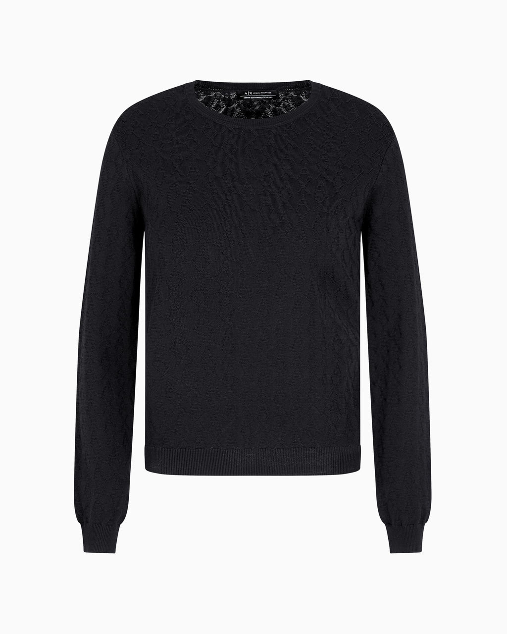 Armani Exchange Allover Monogram Logo Longsleeve Knit Top Suéter, Negro, M para Mujer