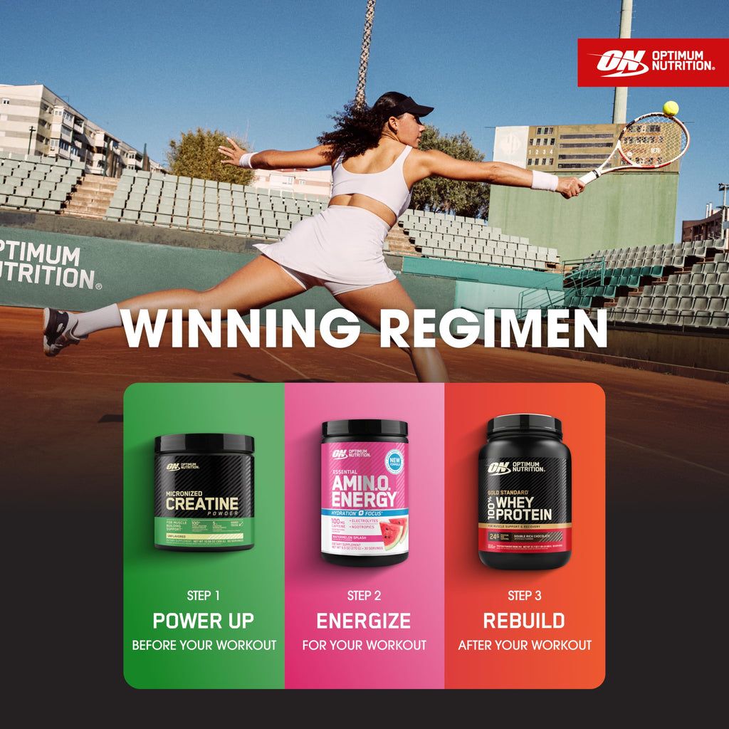 Optimum Nutrition Amino Energy - Pre Workout with Green Tea, BCAA, Amino Acids & Micronized Creatine Monohydrate Powder, Unflavored, Keto Friendly, 60 Serving