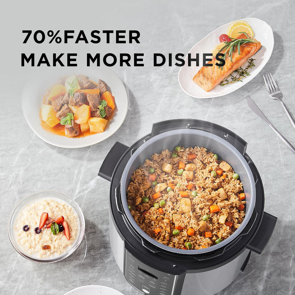 Midea 6L Electric Pressure Cooker, Stainless Steel, 12 Presets, 24H Delay | Non-Stick Inner Pot, 12 Preset Cooking Functions, LED Display, 10 Safety Features, 24H Delay Timer, Black, MPC60010
