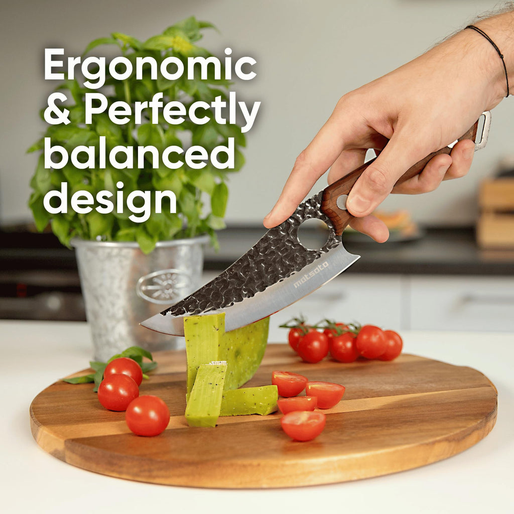 Matsato Chef Knife - Perfect Kitchen Knive for Cooking, Chopping. Japanese Steel Knife for Home, BBQ. For Balance & Control, 6.3 Inch