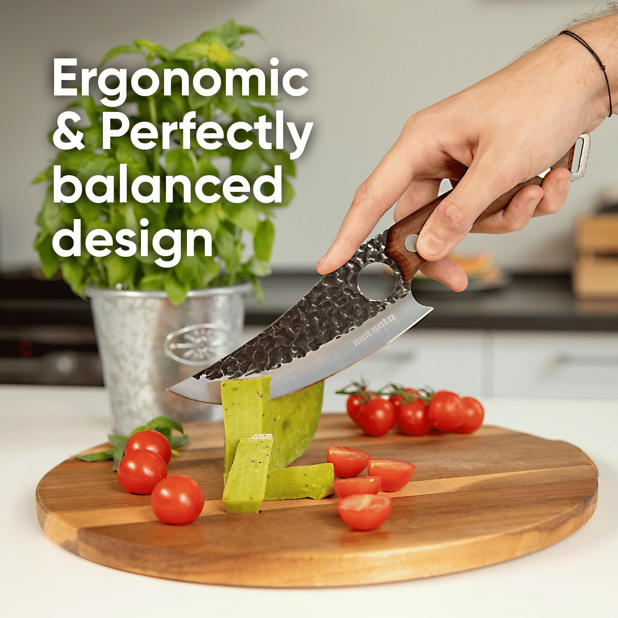 Matsato Chef Knife - Perfect Kitchen Knive for Cooking, Chopping. Japanese Steel Knife for Home, BBQ. For Balance & Control, 6.3 Inch