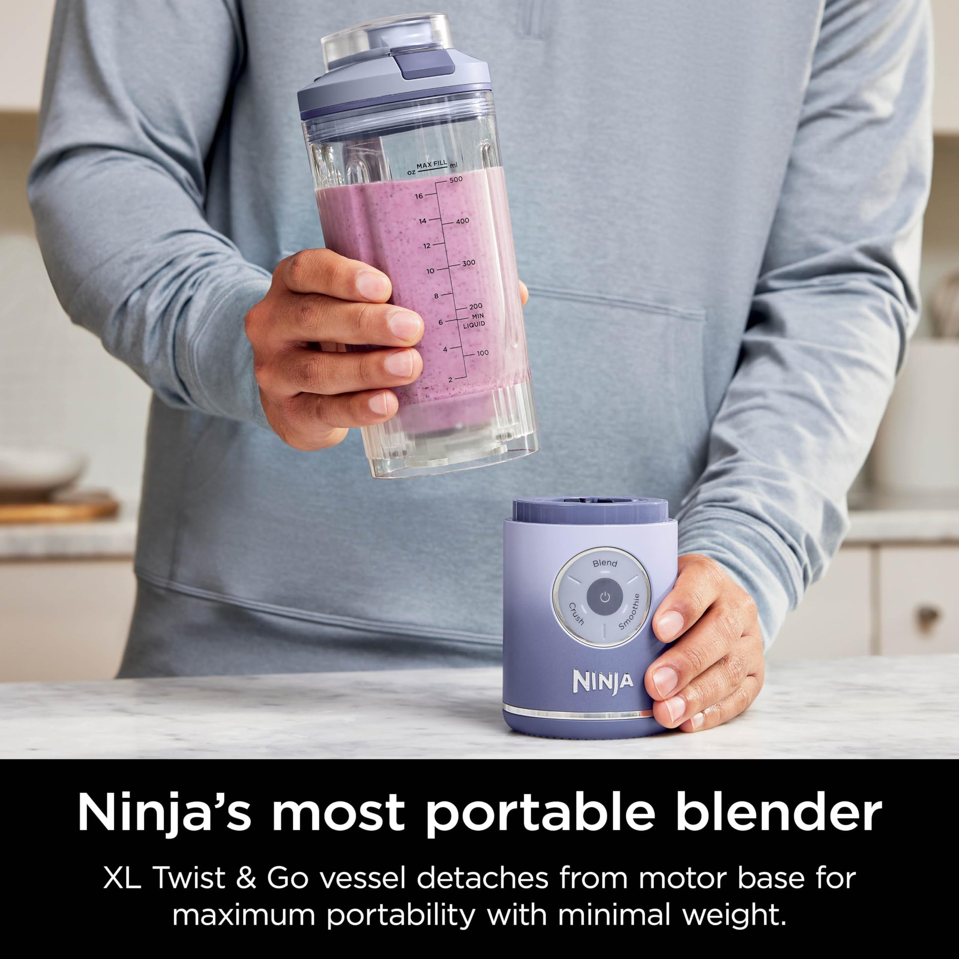 Ninja Blender, Blast Max, licuadora personal inalámbrica para batidos, bebidas congeladas, hielo aplastado, recipiente extraíble de 22 onzas, tapa a prueba de fugas, sin BPA, apta para lavavajillas,