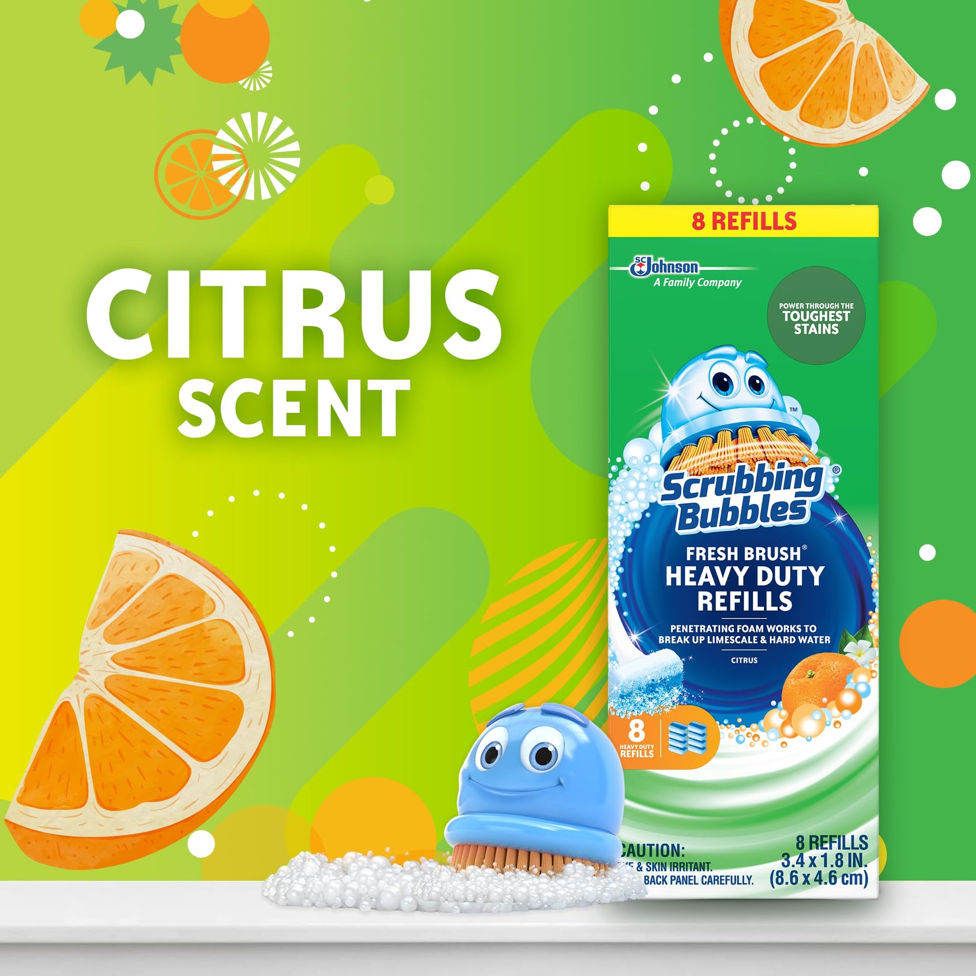 Scrubbing Bubbles Fresh Brush Ağır Hizmet Tipi Tek Kullanımlık Tuvalet Temizleyici Değnek Yedekleri, Tuvalet Kase Lekelerini ve Kireçlenmeyi Çıkarın, 8 ct, 8'li Paket (64 Toplam Doldurma)