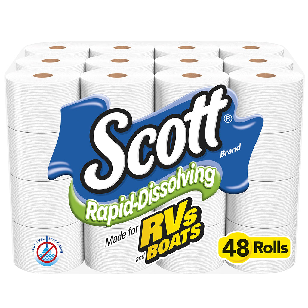 Scott Rapid-Dissolving Toilet Paper, Bath Tissue for RV & Boats , 4ct packs X 12= 48 rolls