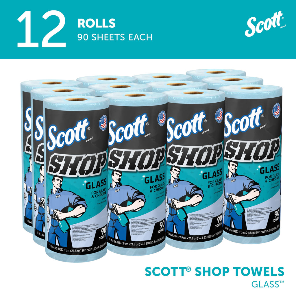 Scott Shop Towels Glass, 90 Towels/Roll, 12 Rolls/Case