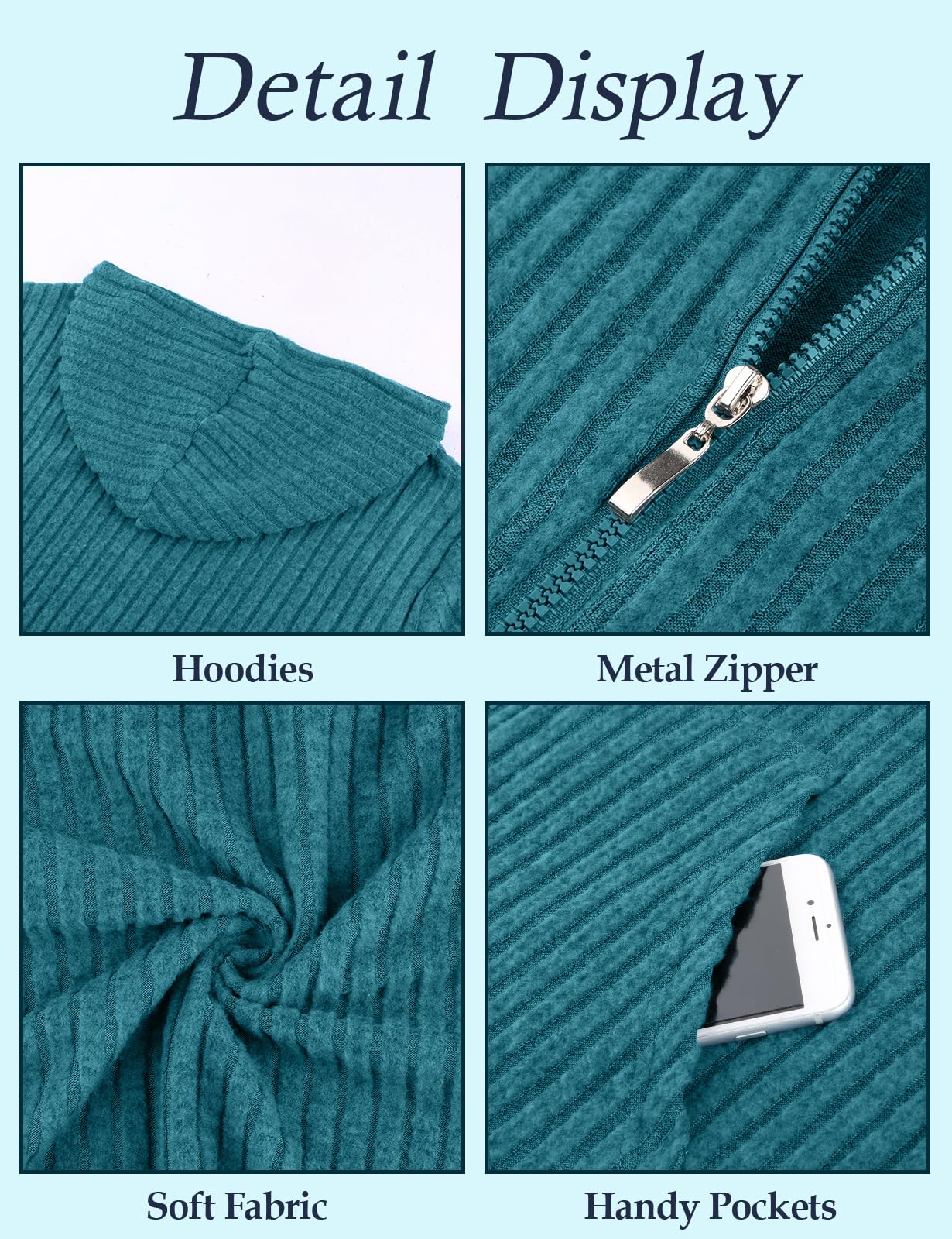 Flikity Zip Hoodie Damen Reißverschluss Sweatjacke mit Kapuze Dünne Jacke